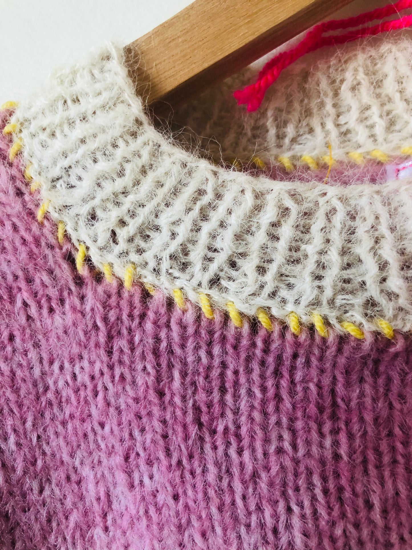 Vest Sweater Knitting Yarn Wool Mohair Slow fashion Fancy yarn Short-sleeved One-of-a-kind 2424