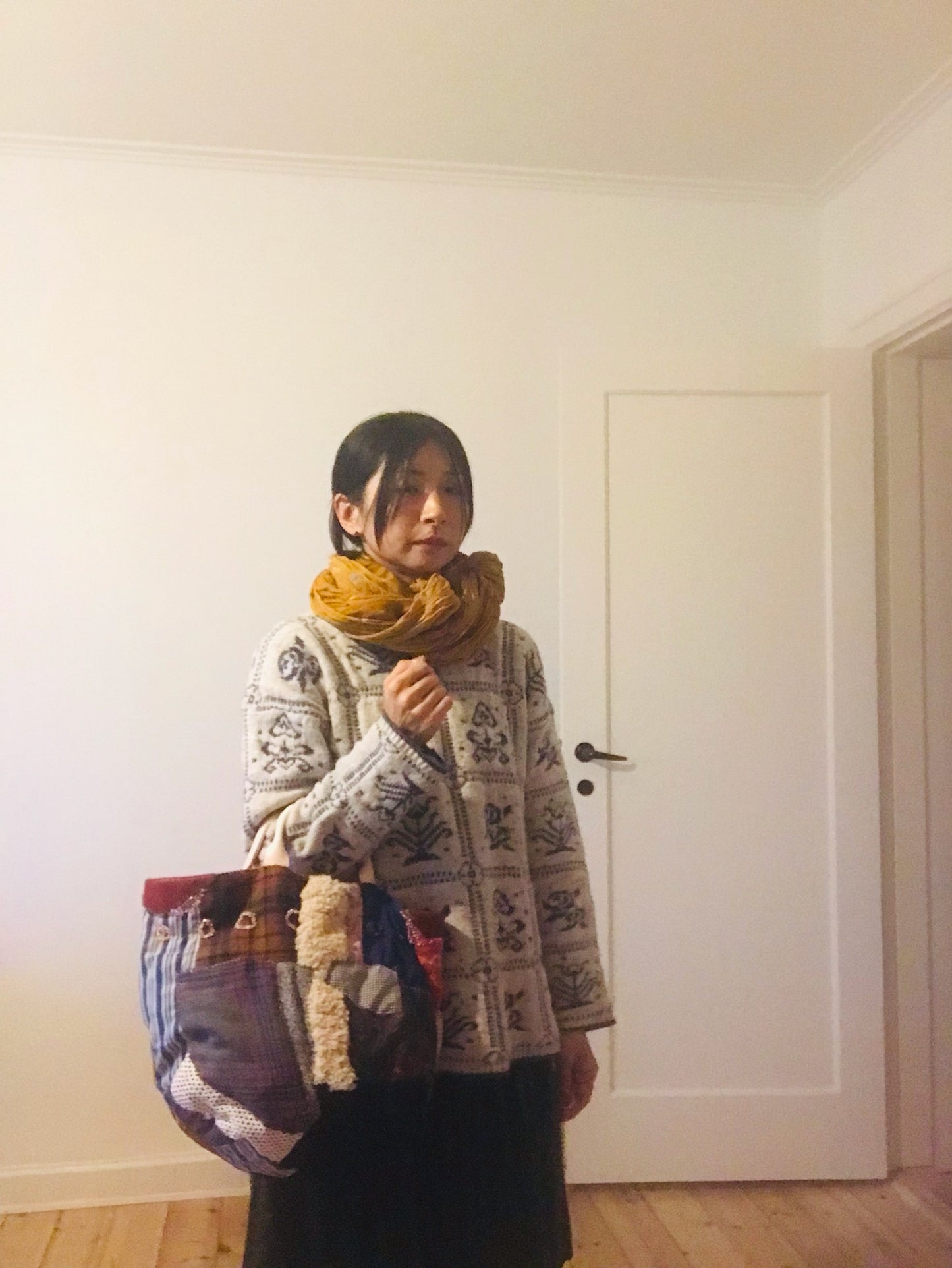 Bag   手縫いのバッグ　  布製　スローファッション　ハンドメイド　1907