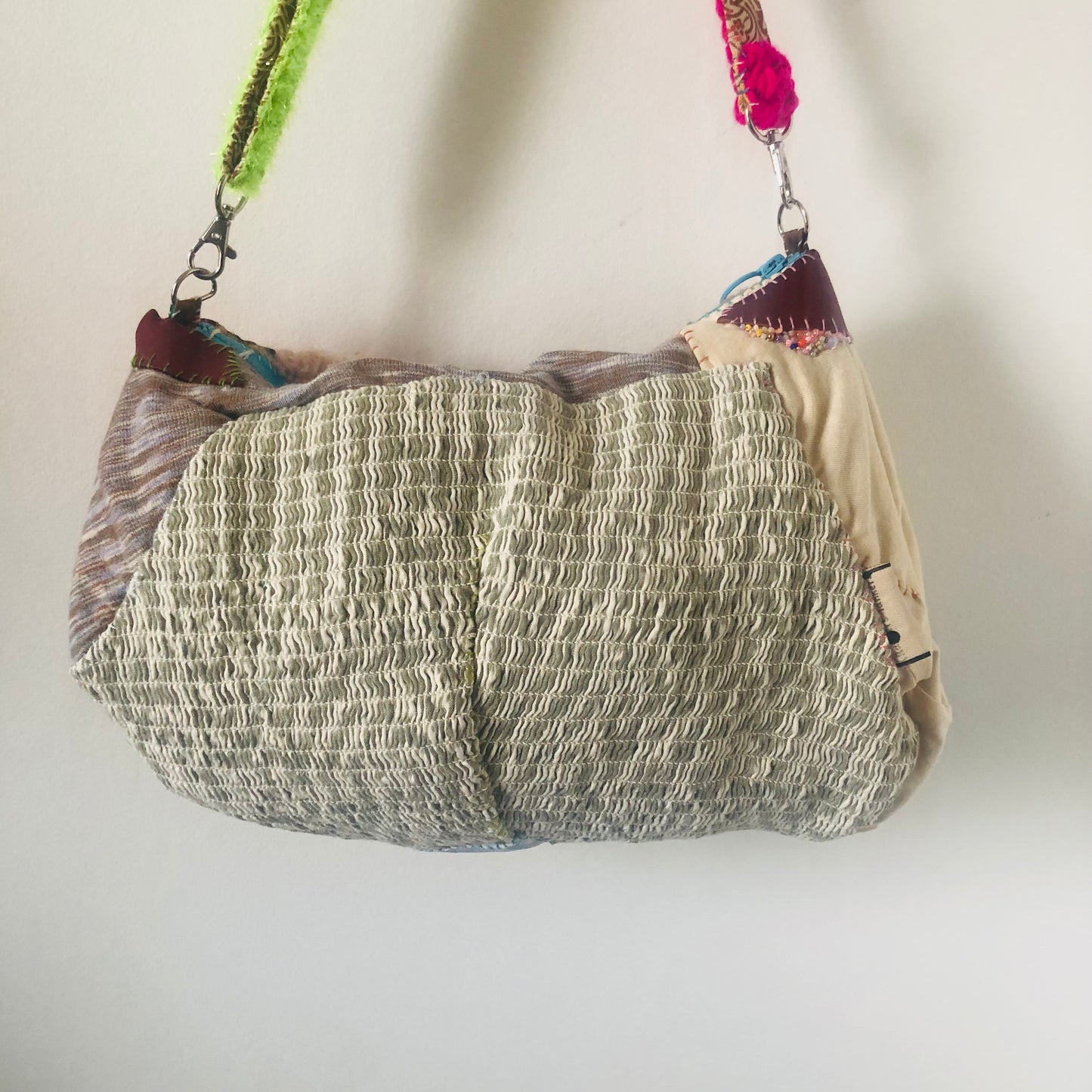 Bag, hand-sewn, fabric, shoulder bag, slow fashion, handmade, pouch 2416