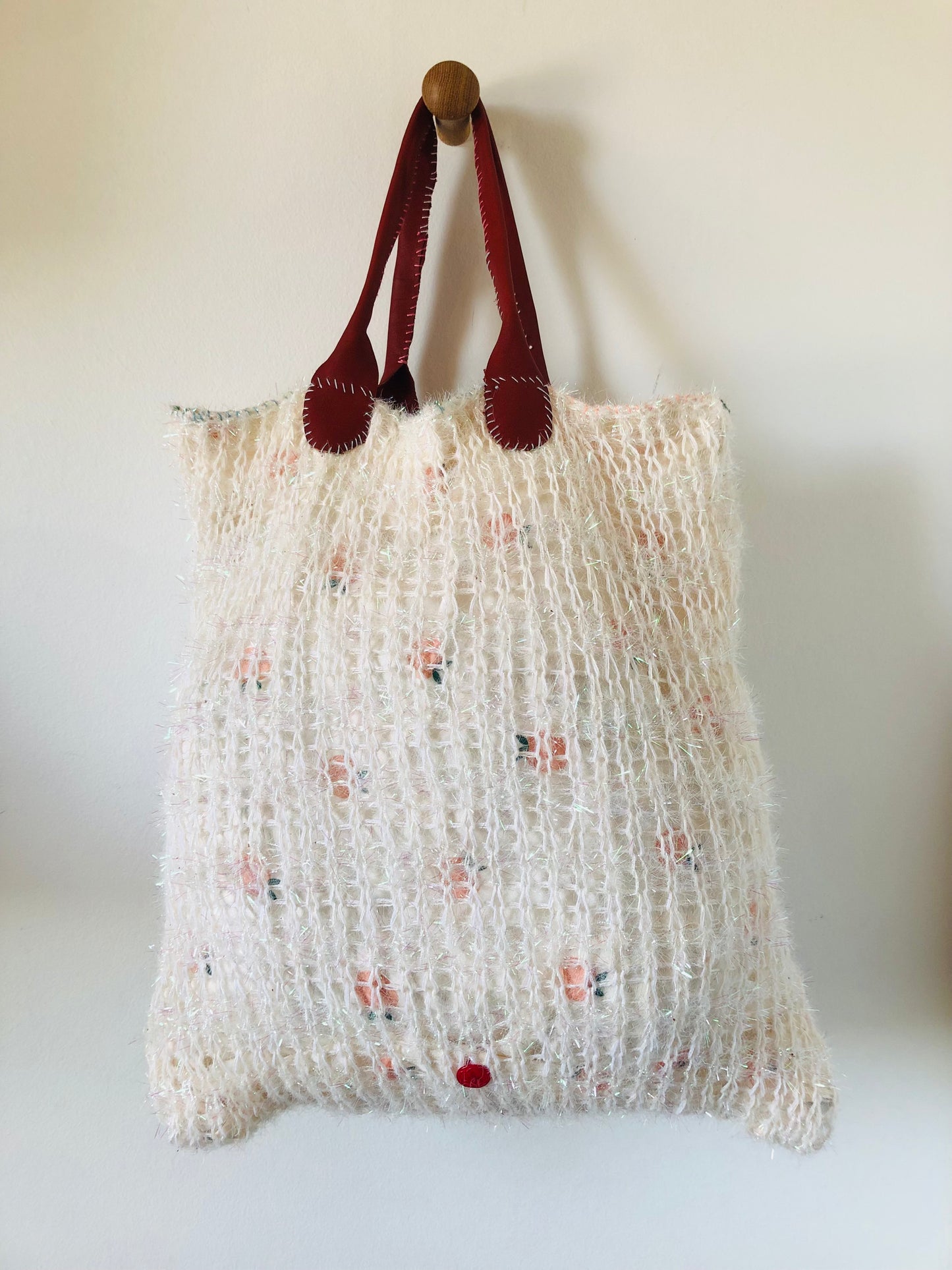Bag 手縫いのバッグ 布製　編み物　トートバッグ　スローファッション　ハンドメイド　2471