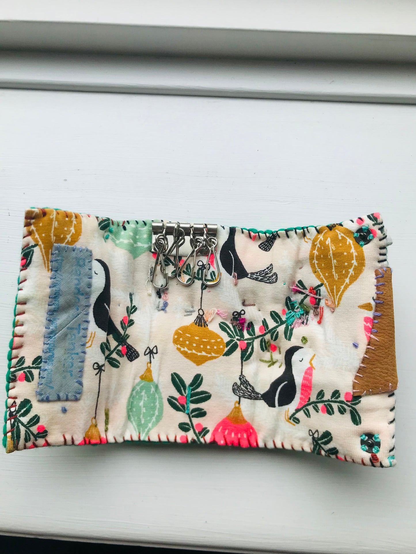 Keyholder Hand-sewn 4-piece key holder Made of fabric Slow fashion Handmade 2036