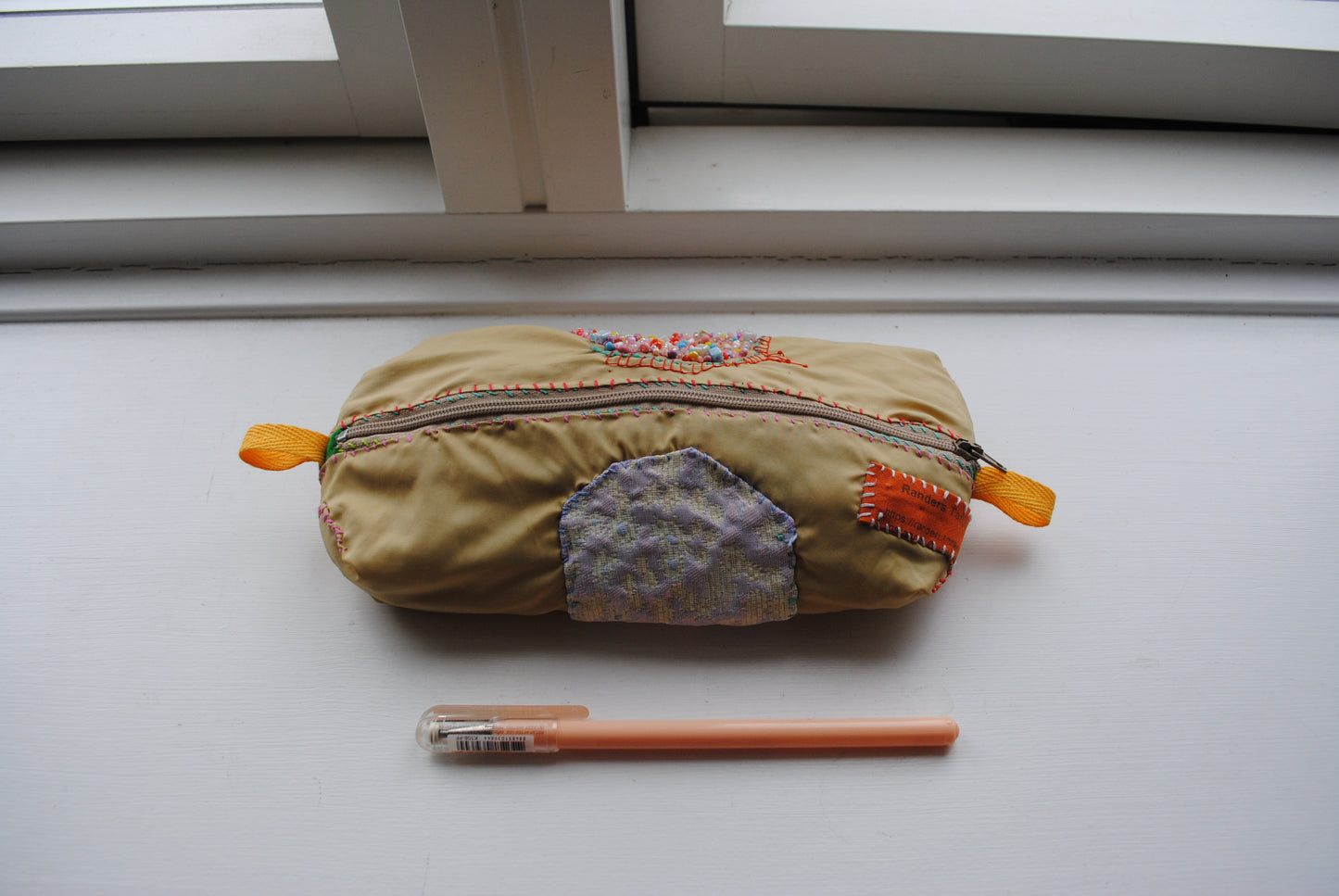 Pouch Hand-stitched Cloth Pen Case Accessory Case Handmade Bead Embroidery 1799