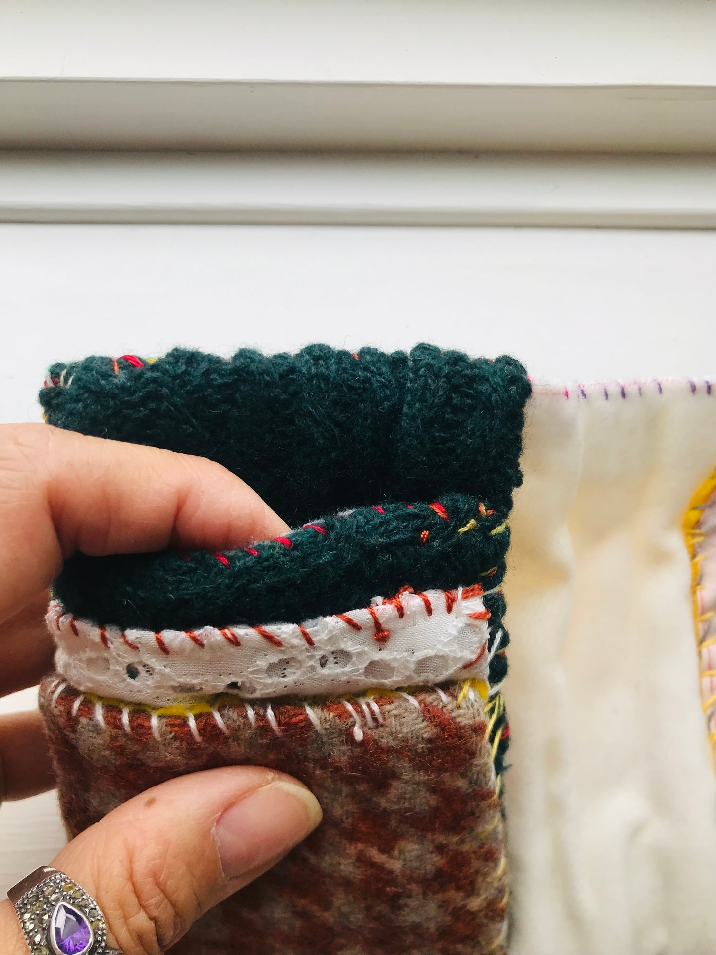 Wallet Fabric Wallet Handmade Hand-sewn Embroidered Patchwork Bi-fold 2054