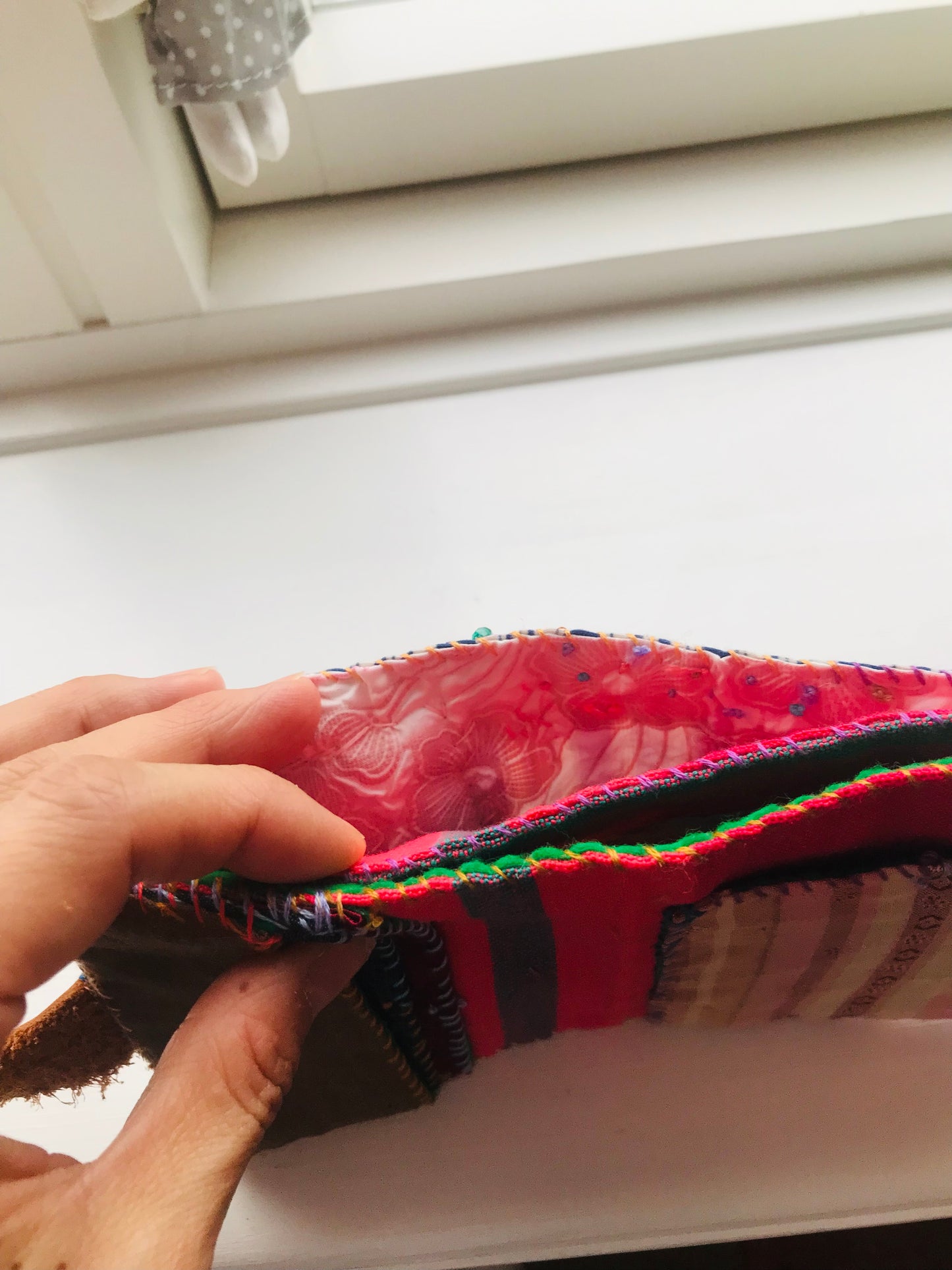 Wallet Fabric Wallet Handmade Hand-sewn Embroidered Patchwork Bi-fold 1913