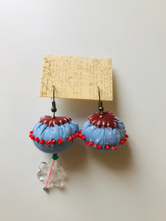 accessories hand sewn earrings maybe asymmetrical earrings beads fabric slow fashion handmade 1844