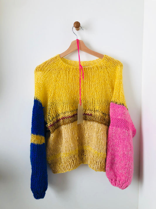 セーター　手編み  スローファッション　ファンシーヤーン　oneofakind  　2370