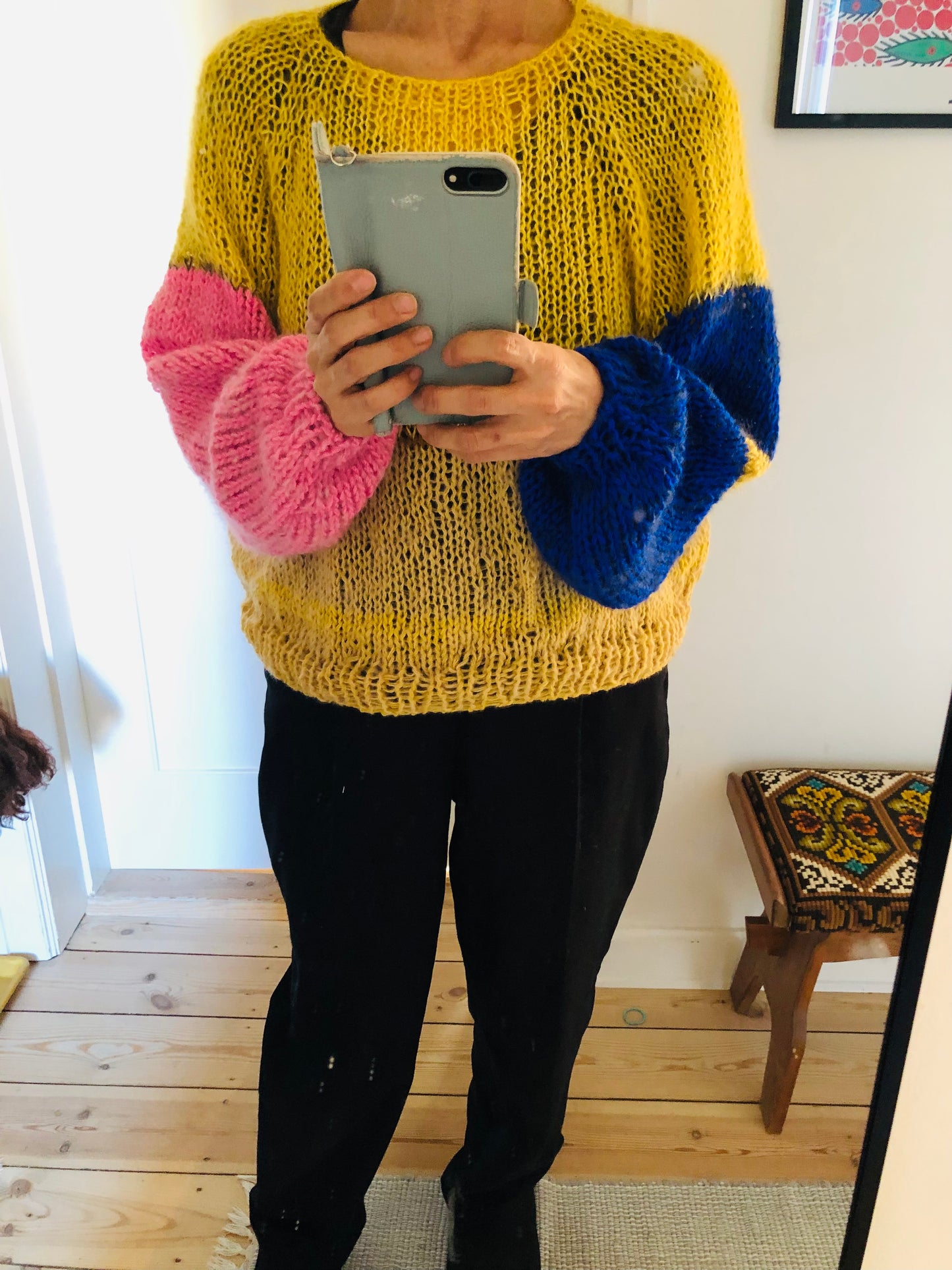 セーター　手編み  スローファッション　ファンシーヤーン　oneofakind  　2370