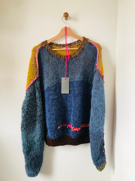 セーター　手編み  スローファッション　ファンシーヤーン　oneofakind  　2380