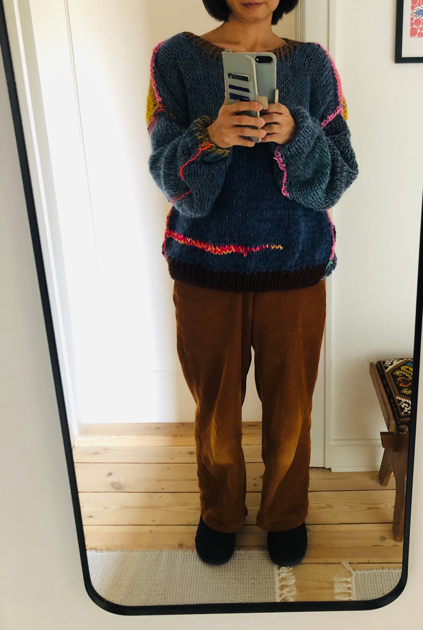 セーター　手編み  スローファッション　ファンシーヤーン　oneofakind  　2380