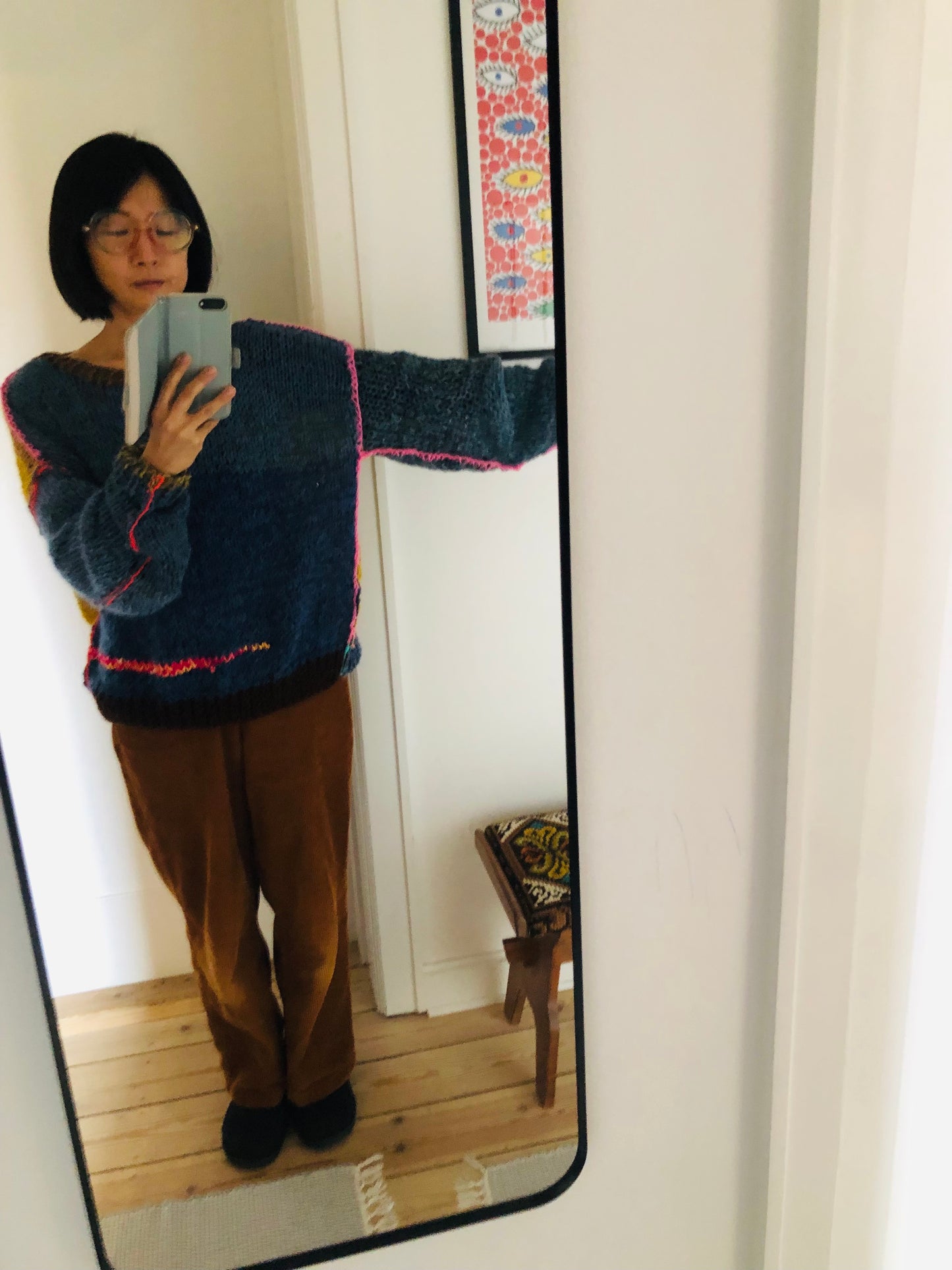 セーター　手編み  スローファッション　ファンシーヤーン　oneofakind  　2380