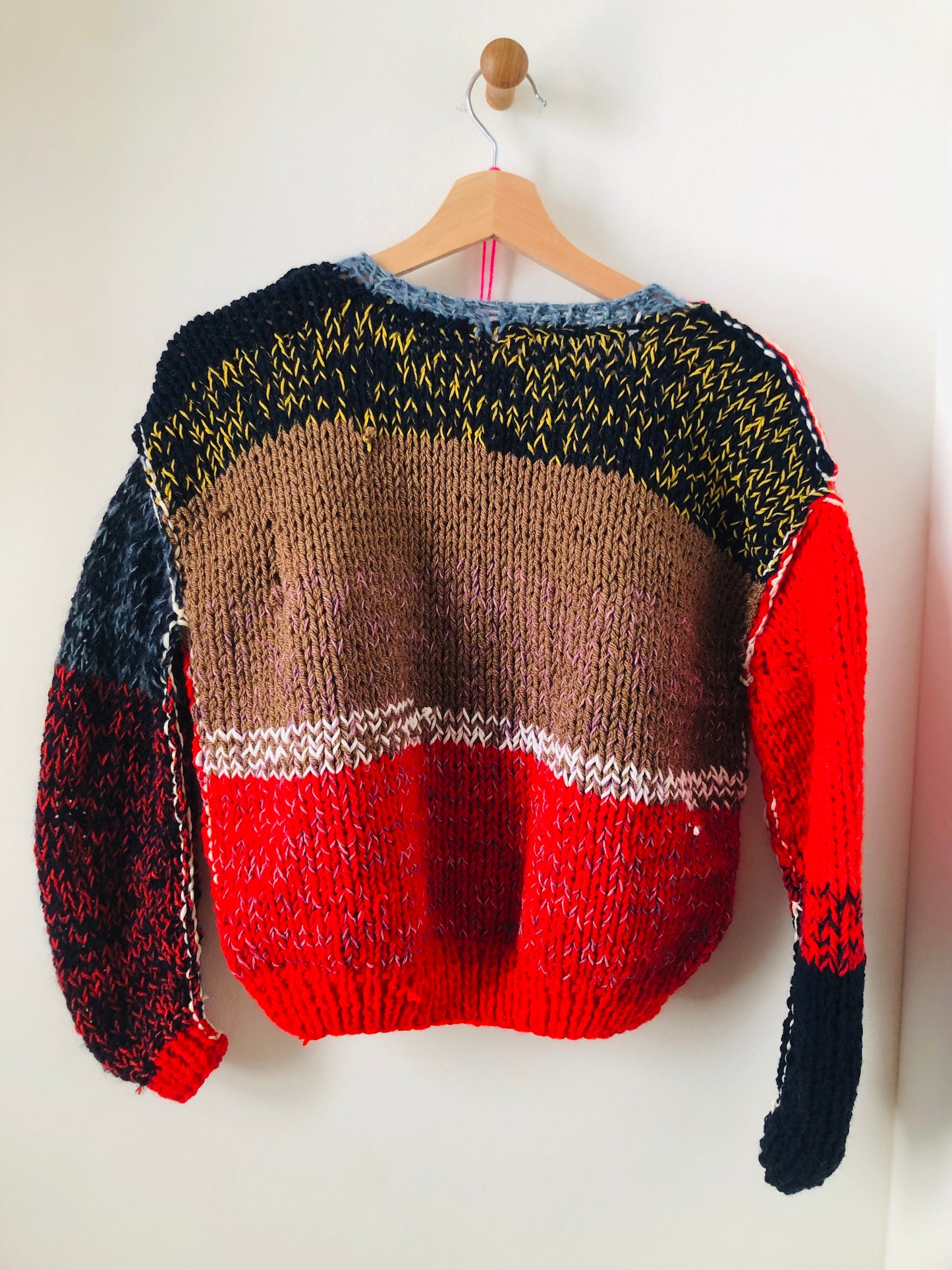 セーター　手編み  スローファッション　ファンシーヤーン　oneofakind  　2385