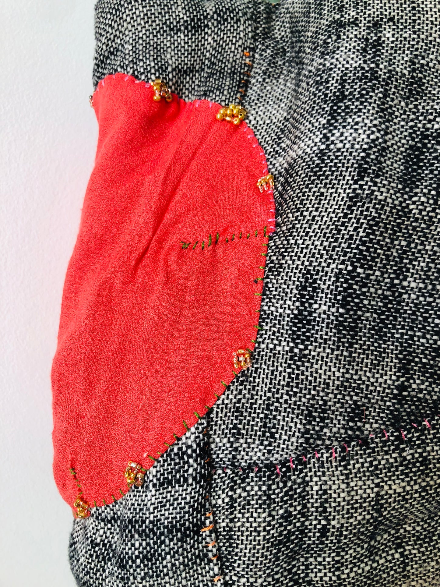 Bag 手縫いのバッグ　布製　トートバッグ　スローファッション　ワンハンドルバッグ　ハンドメイド　2383