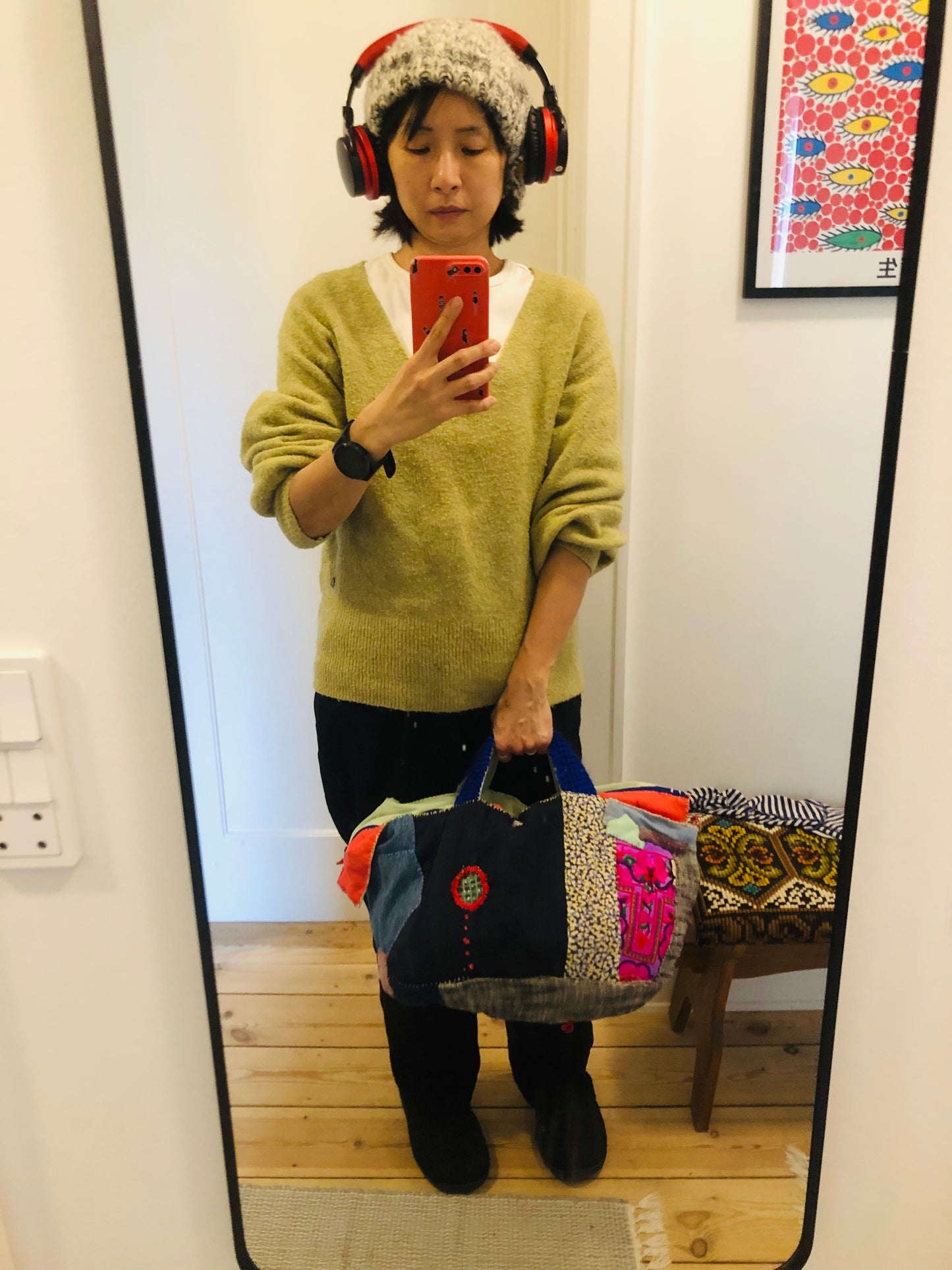 Bag 手縫いのバッグ　布製　トートバッグ　スローファッション　ハンドメイド　2386