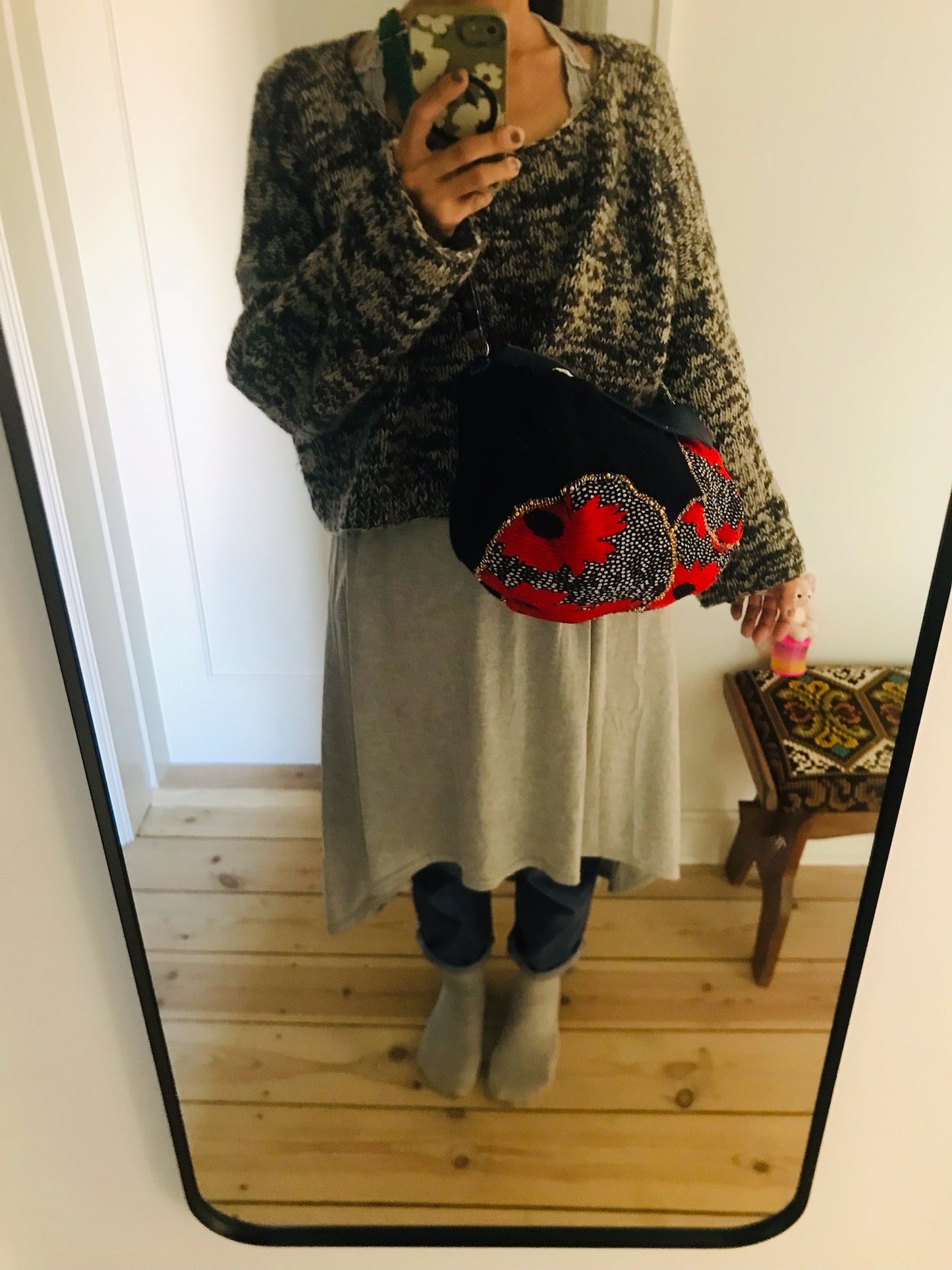 Håndsyet stoftaske, slow fashion, håndlavet pose, 2063