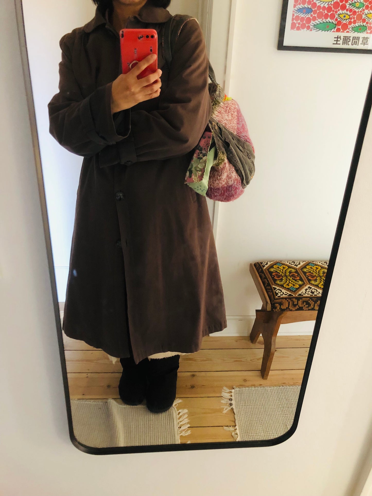 Bag 手縫いのバッグ　布製　トートバッグ　スローファッション　ワンハンドルバッグ　ハンドメイド　2398