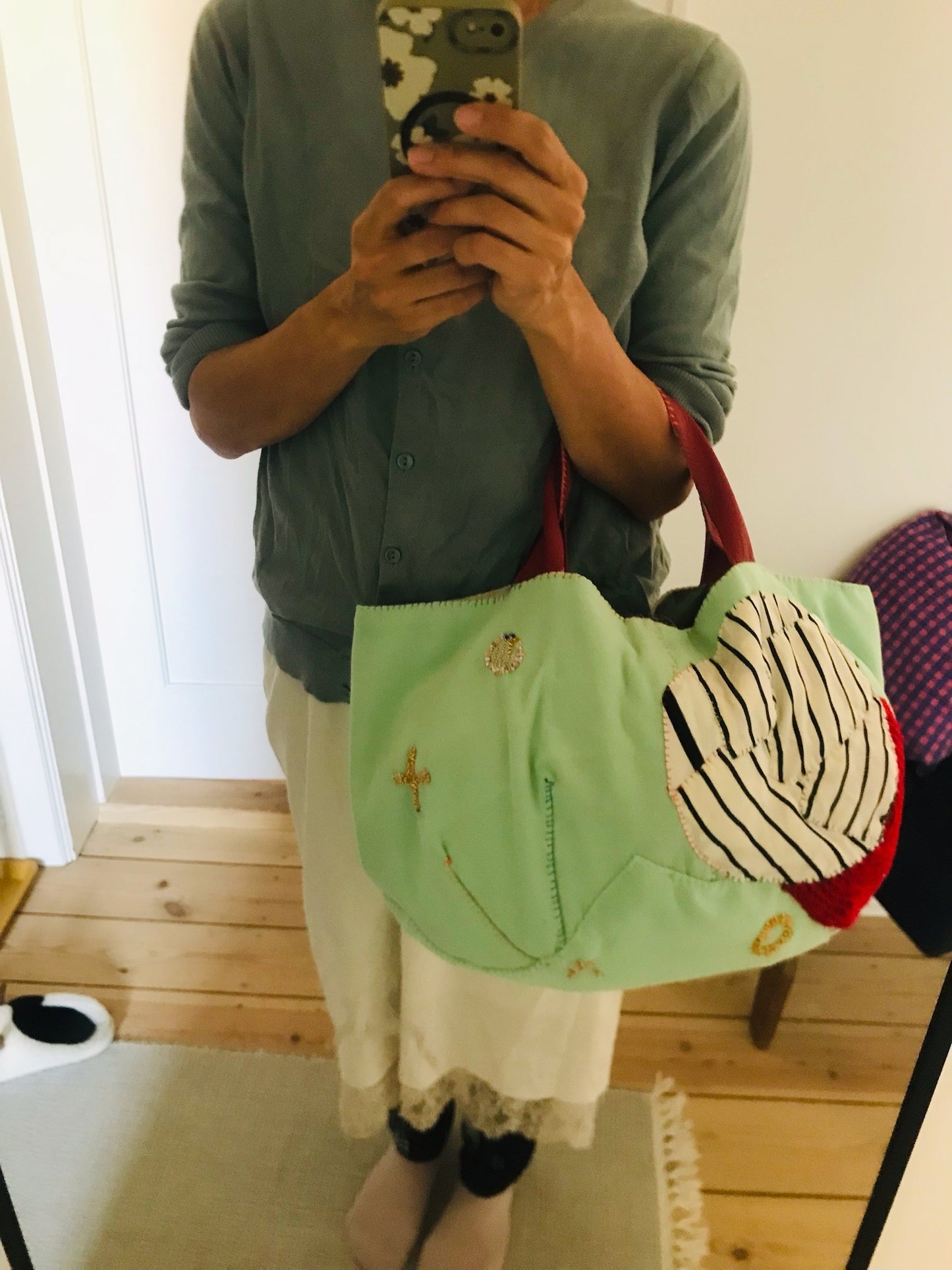 Bag Hand-sewn bag Fabric tote bag Slow fashion Handmade 2069