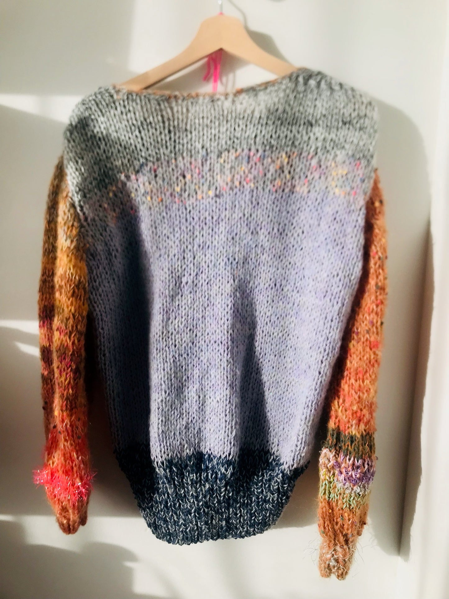 セーター　手編み　スローファッション　ファンシーヤーン　oneofakind  ショート丈　モヘア　2104