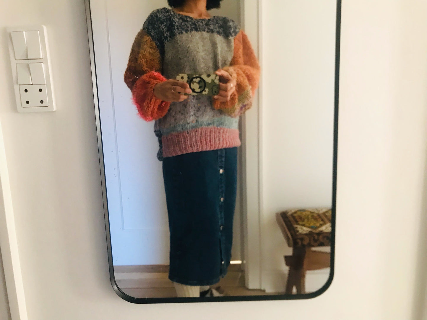 セーター　手編み　スローファッション　ファンシーヤーン　oneofakind  ショート丈　モヘア　2104