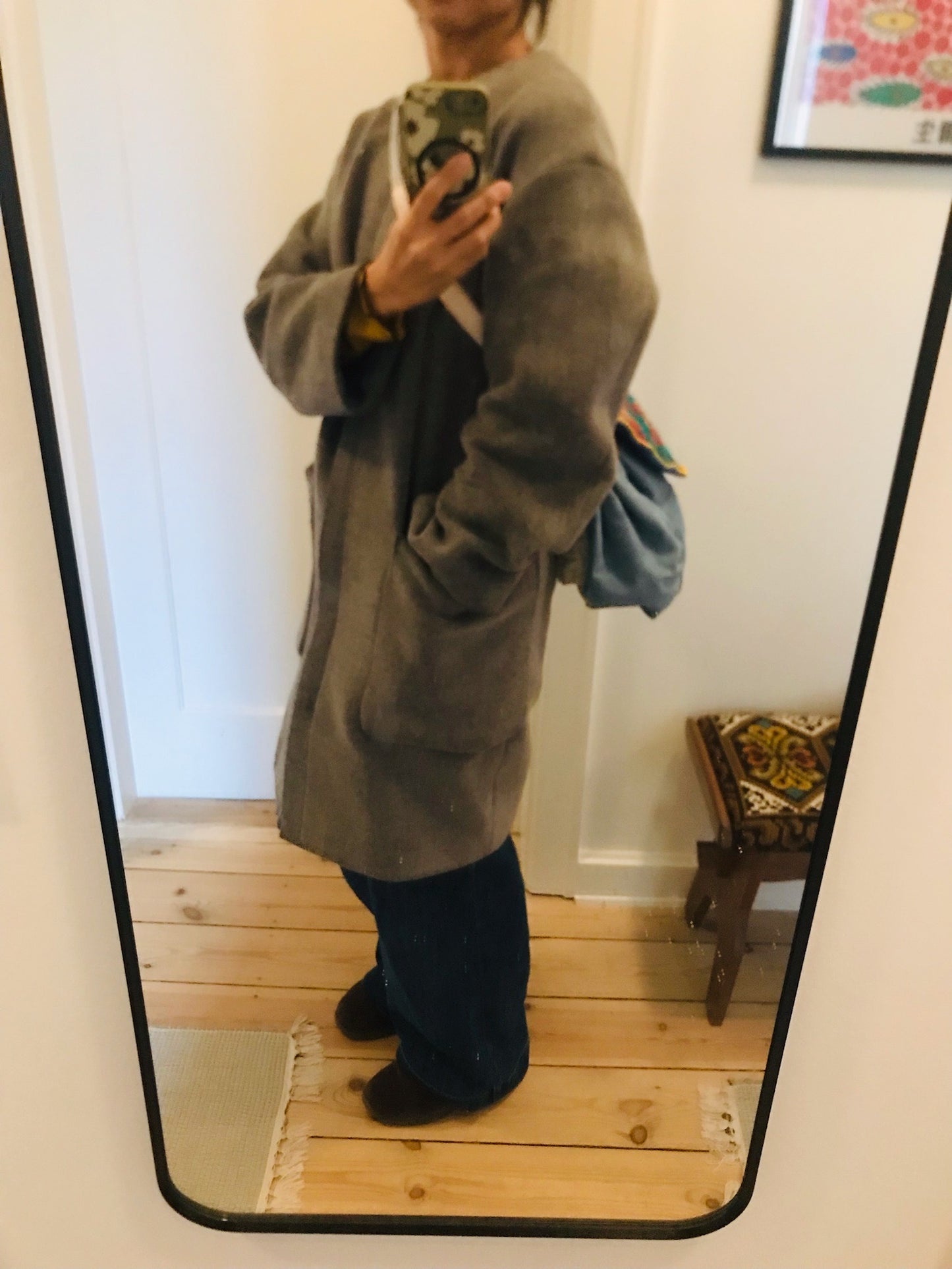 Bag   手縫いのバッグ　布製　スローファッション　ポシェット  ハンドメイド　2111