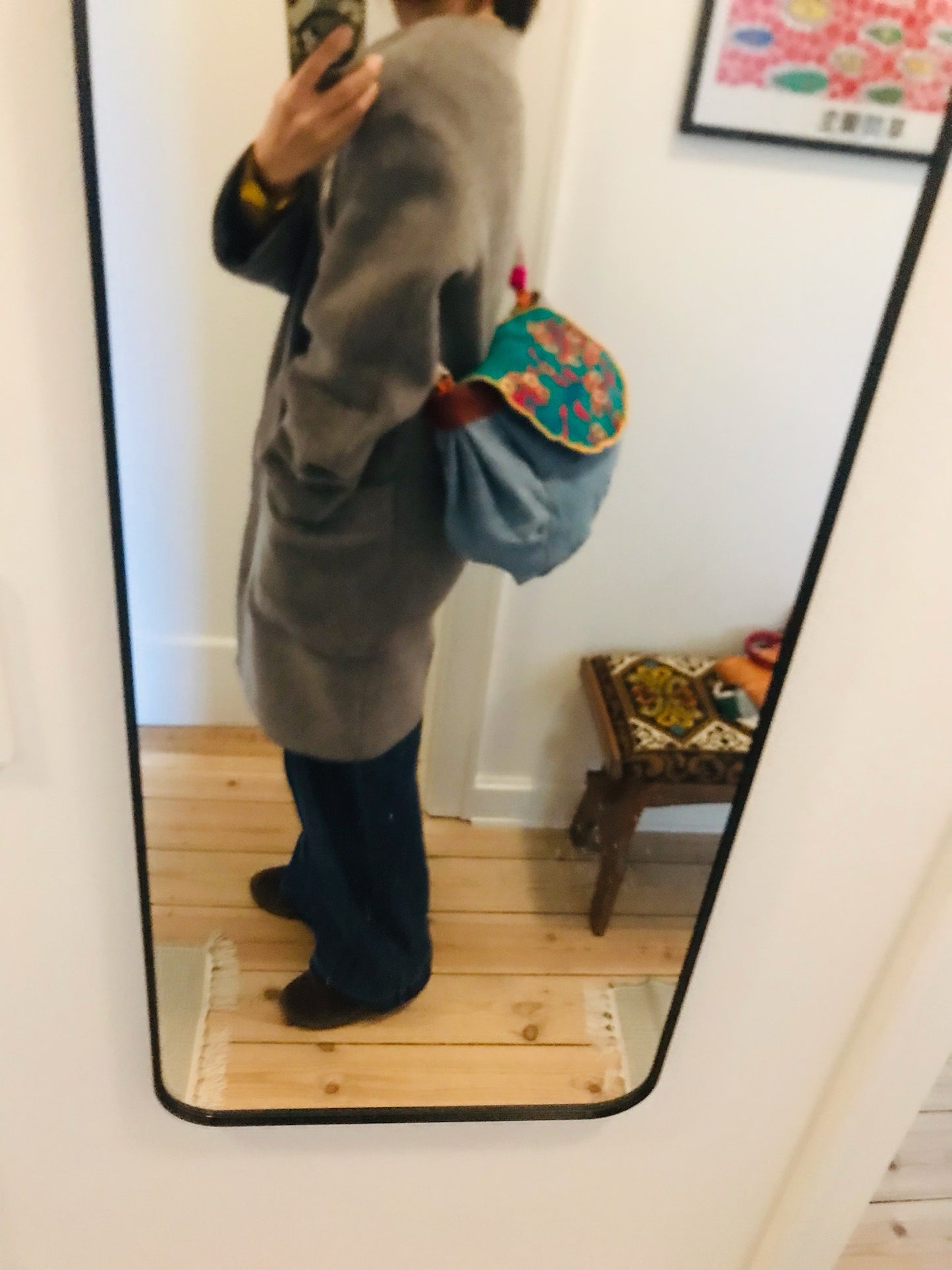 Bag   手縫いのバッグ　布製　スローファッション　ポシェット  ハンドメイド　2111