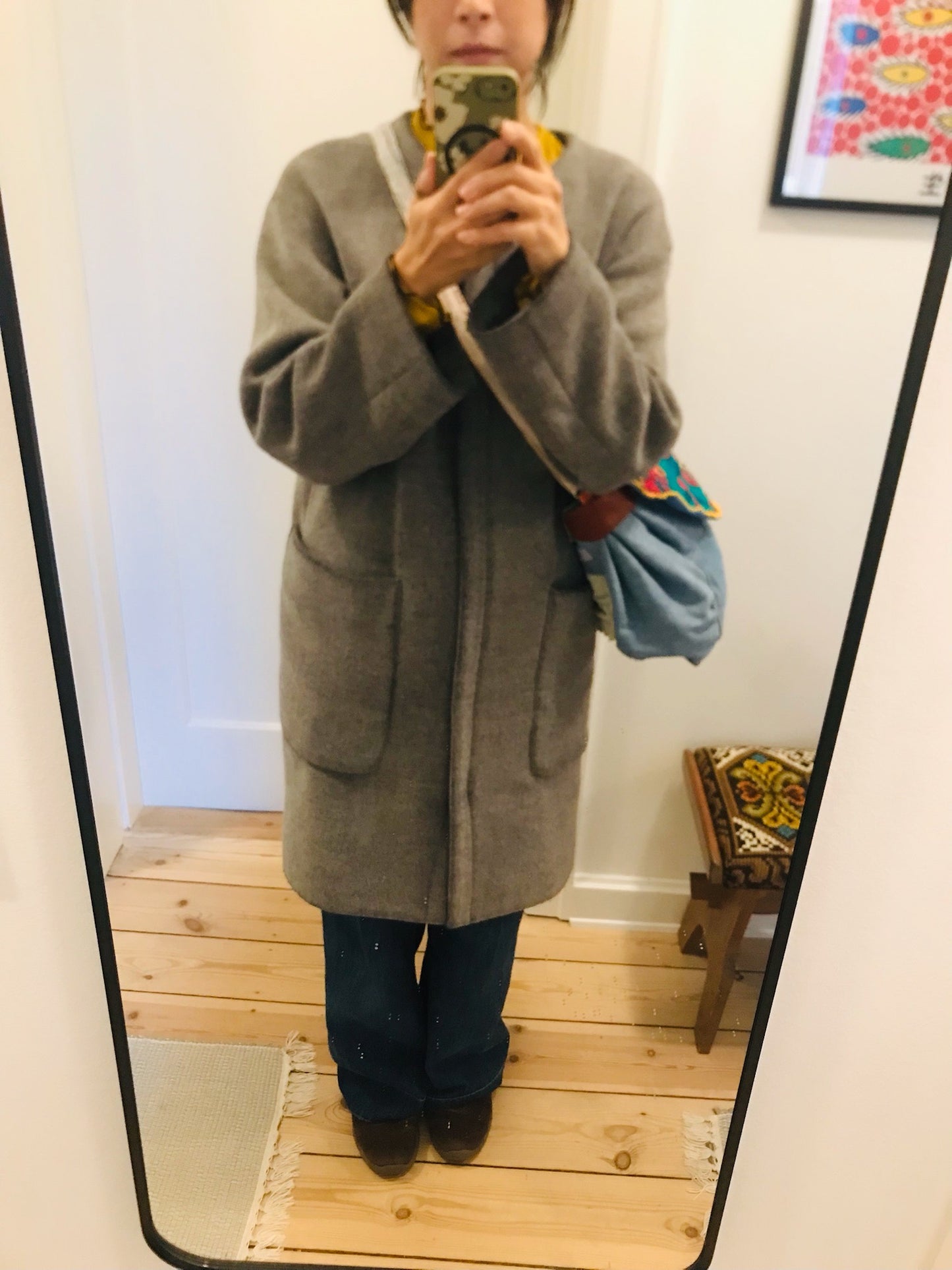 Bag   手縫いのバッグ　布製　スローファッション　ポシェット  ハンドメイド　2111