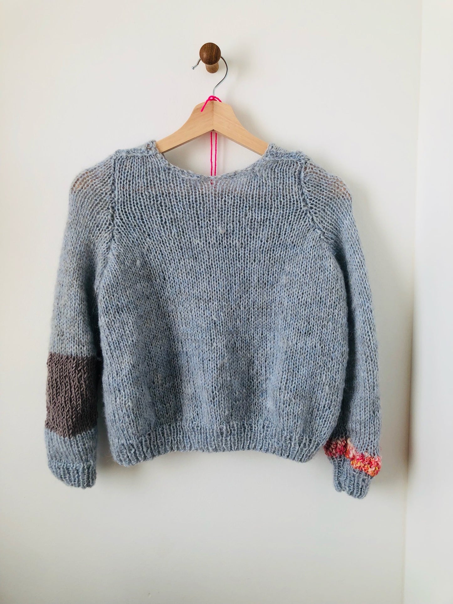 Sweater Hand Knitted Slow Fashion Fancy Yarn Oneofakind Short Mohair 2168