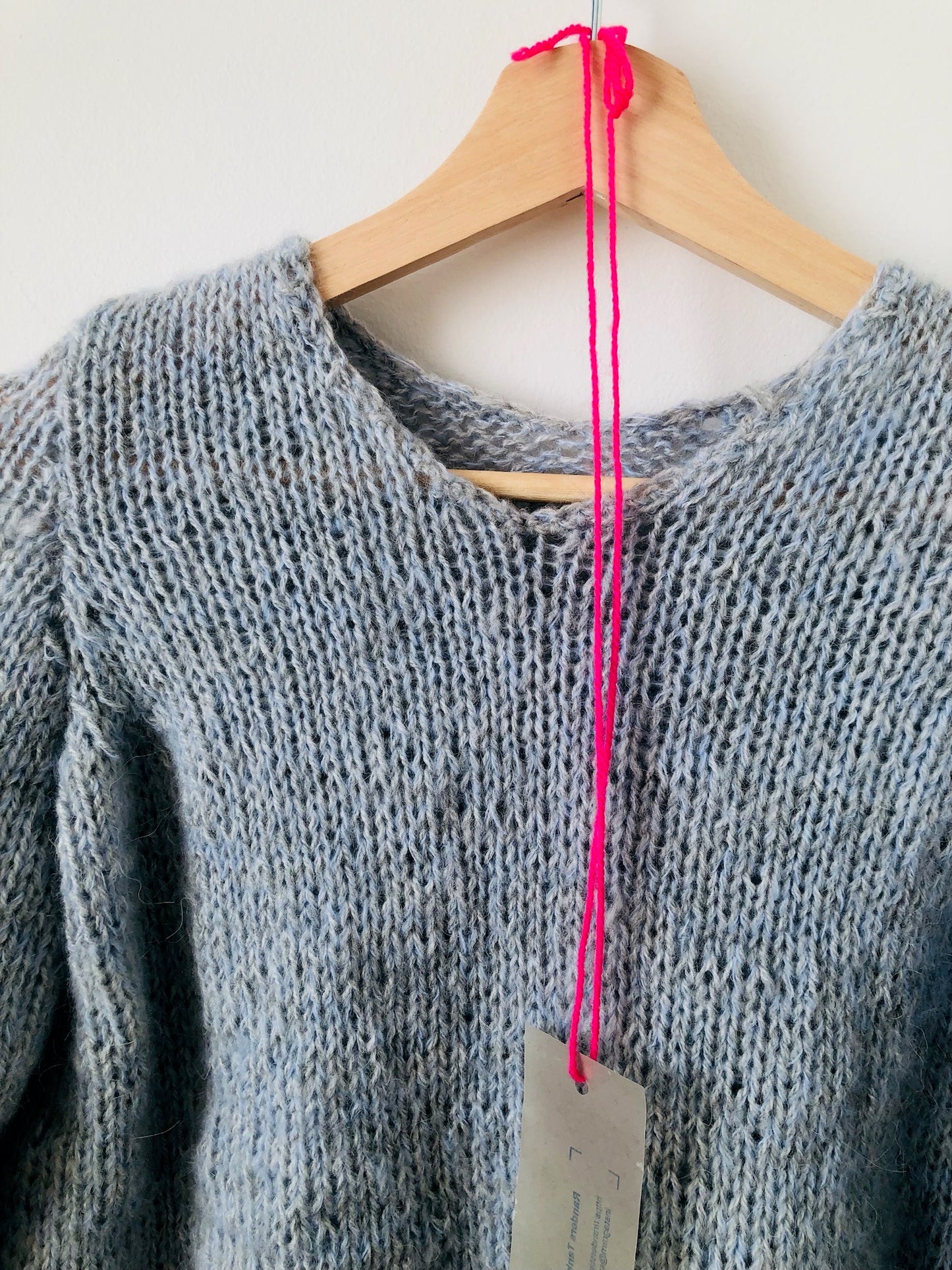 Sweater Hand Knitted Slow Fashion Fancy Yarn Oneofakind Short Mohair 2168