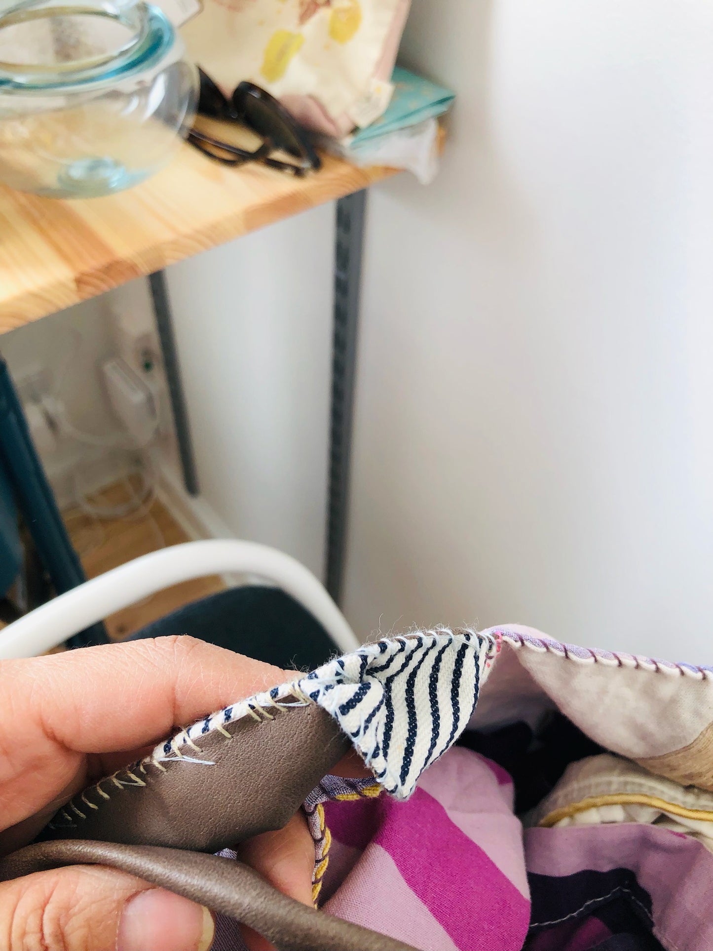 Bag 手縫いのバッグ　布製　トートバッグ　スローファッション　ハンドメイド　2166