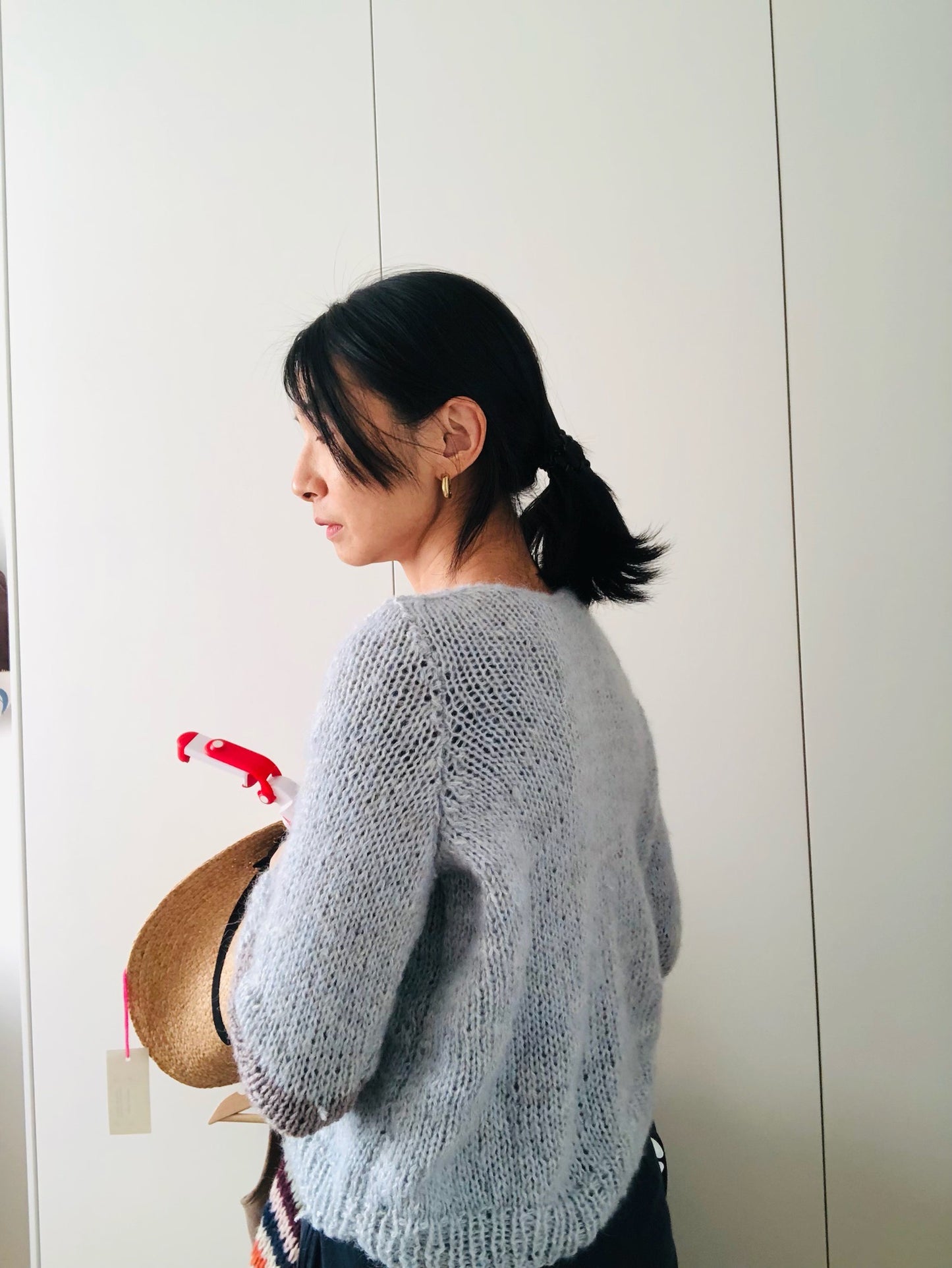 Sweater Hand Knitted Slow Fashion Fancy Yarn Oneofakind Short Mohair 2168