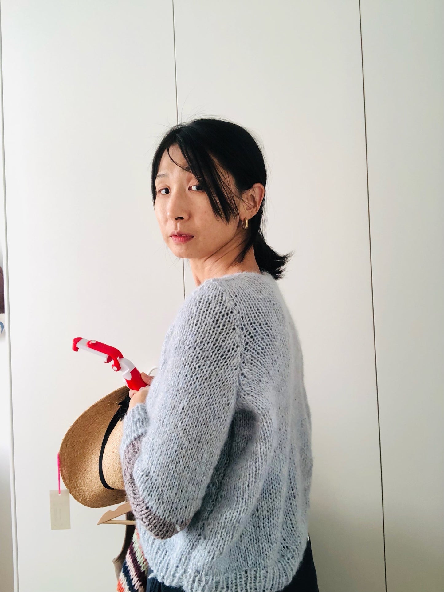 Sweater Hand Knitted Slow Fashion Fancy Yarn Oneofakind Short Mohair 2168