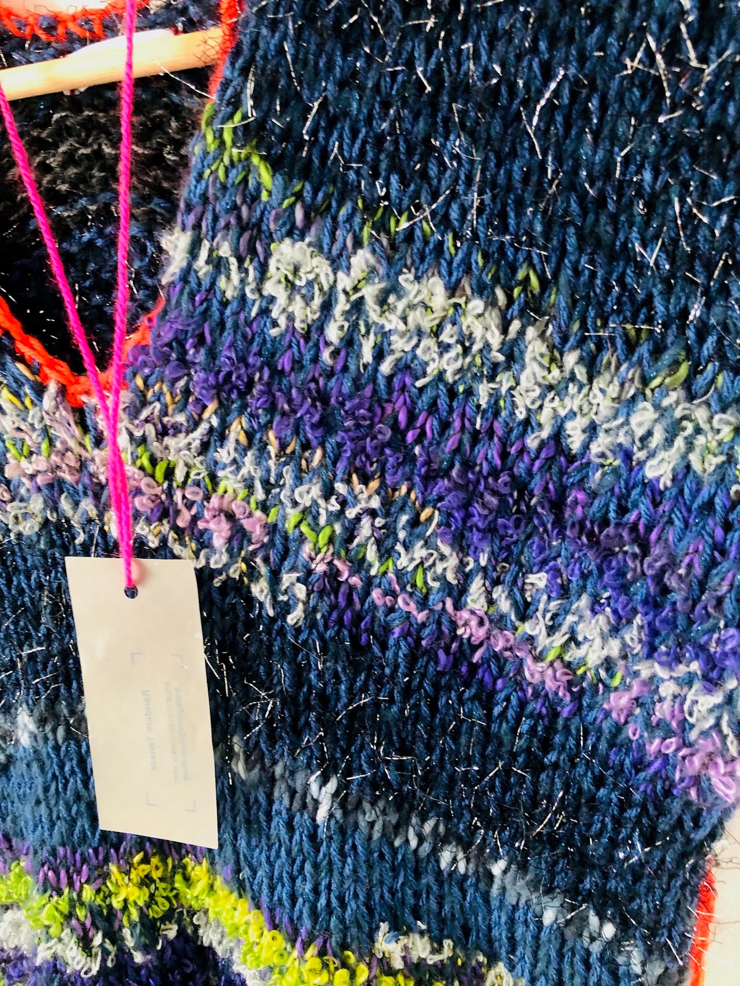 Sweater Hand Knitted Slow Fashion Fancy Yarn Oneofakind Short Mohair 2188