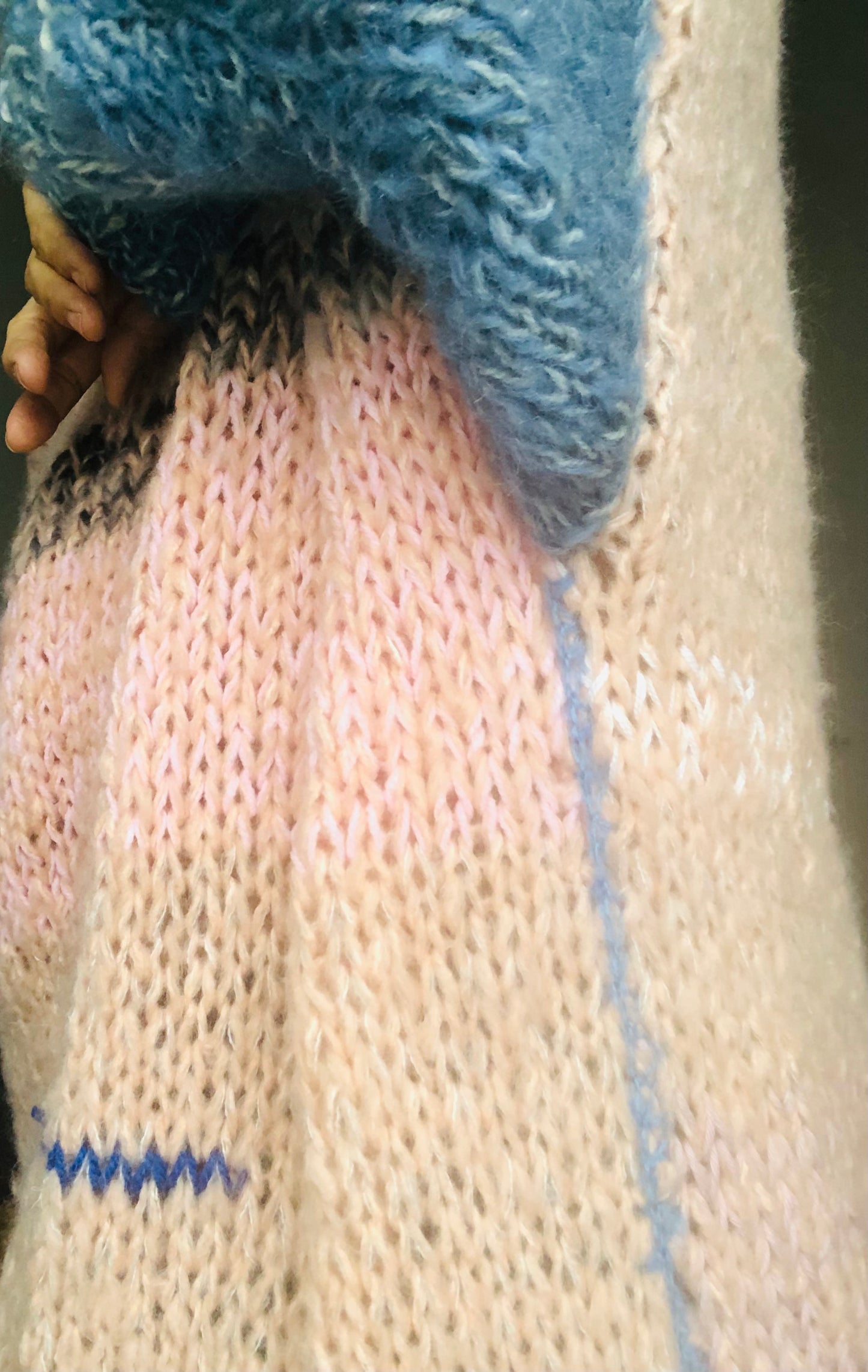 Sweater Hand Knitted Slow Fashion Fancy Yarn Oneofakind Short Mohair 2187