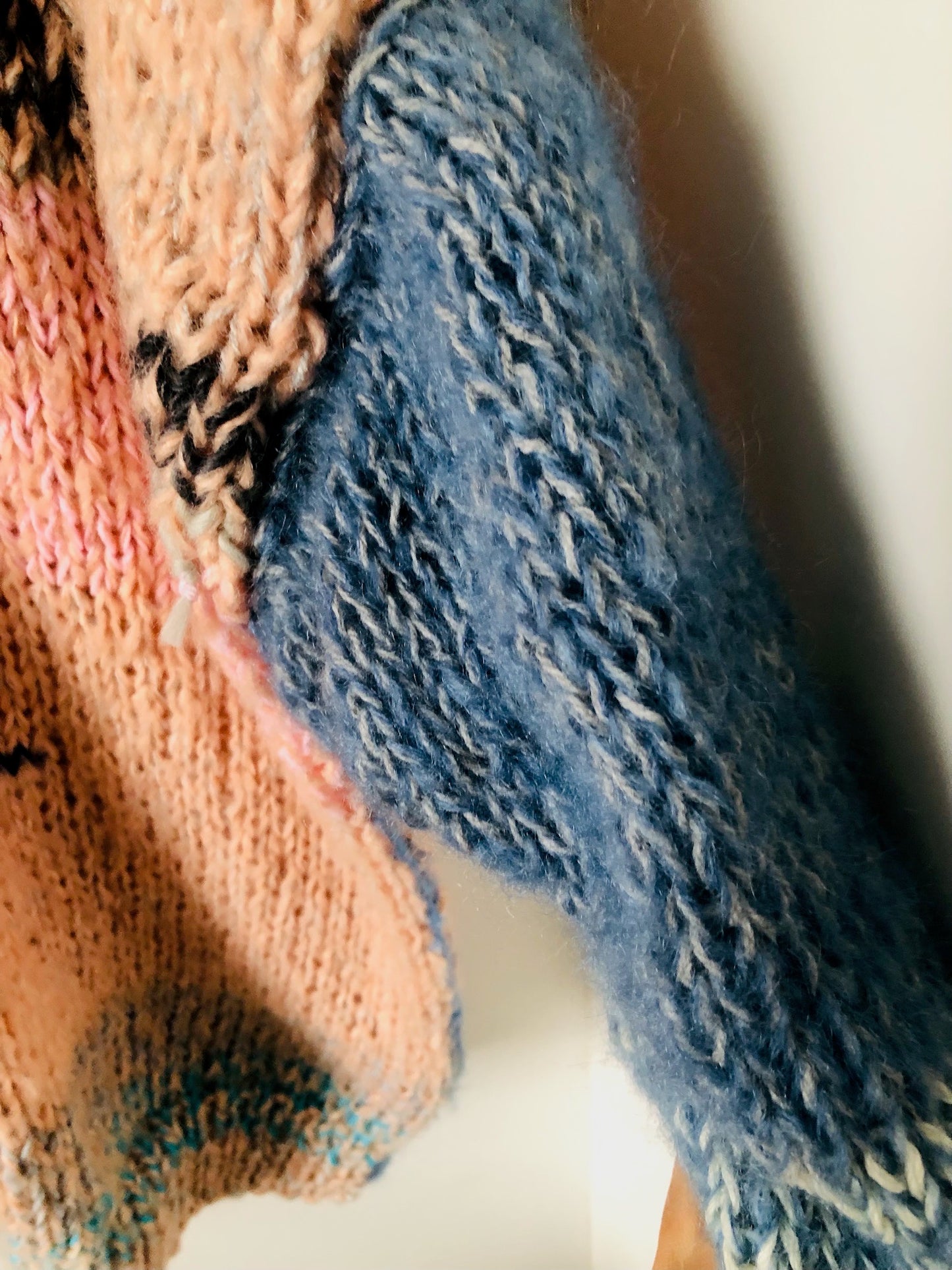 Sweater Hand Knitted Slow Fashion Fancy Yarn Oneofakind Short Mohair 2187