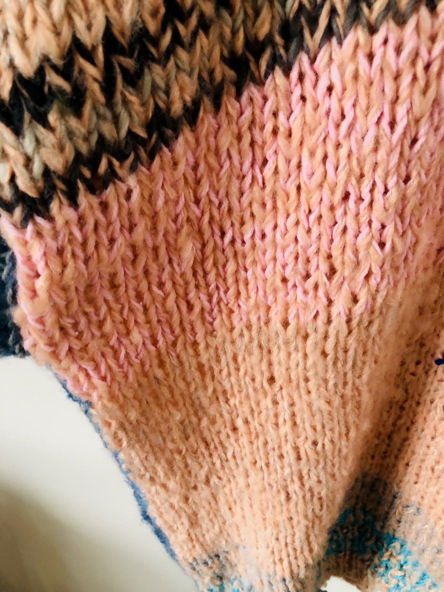 Sweater Hand Knitted Slow Fashion Fancy Yarn Oneofakind Short Mohair 2187