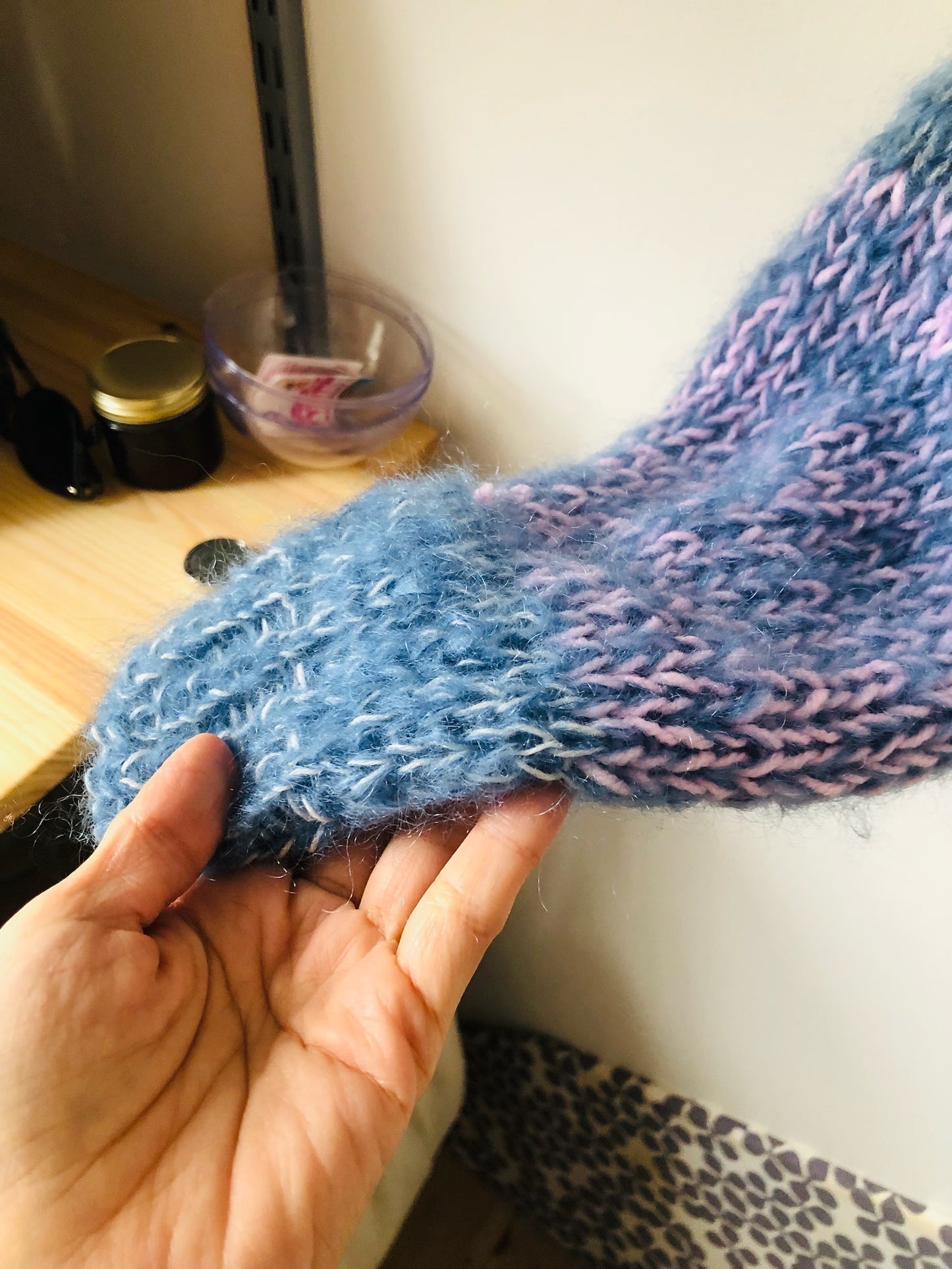 Sweater Hand Knitted Slow Fashion Fancy Yarn Oneofakind Short Mohair 2187