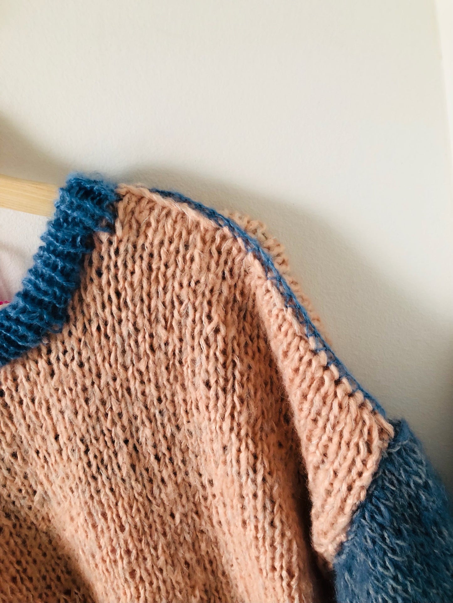 Sweater Hand Knitted Slow Fashion Fancy Yarn Oneofakind Short Mohair 2187