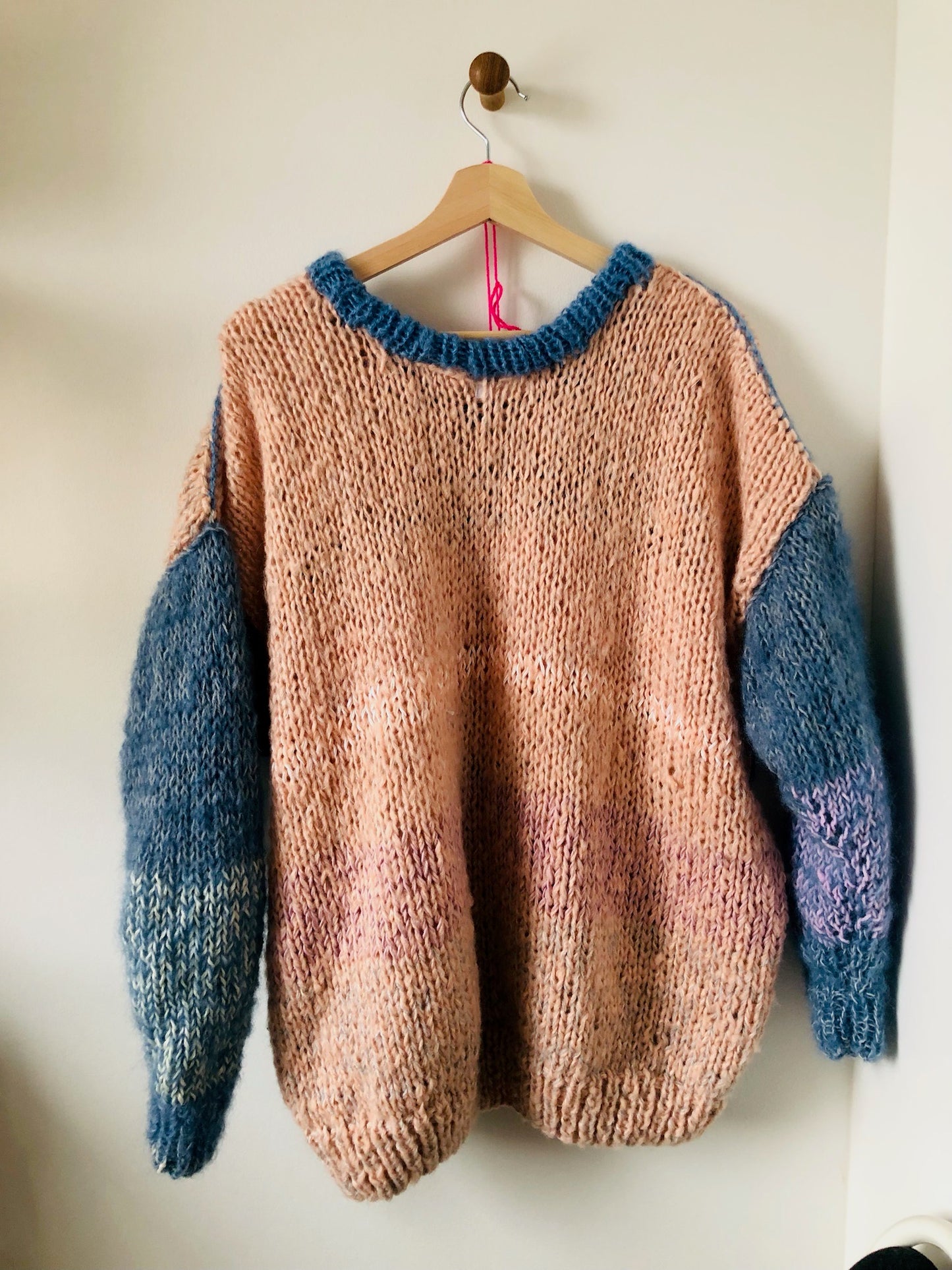 Sweater Hand Knitted Slow Fashion Fancy Yarn Oneofakind Short Mohair 2187