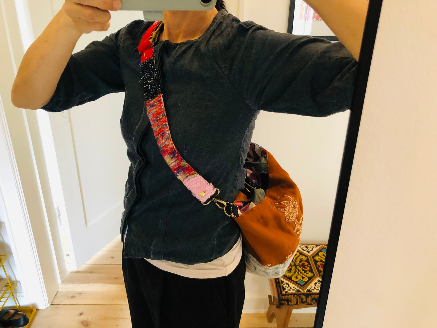 strap  手編みのストラップ　　ウール　布製　毛糸　肩掛けストラップ　スローファッション　ハンドメイド　2201