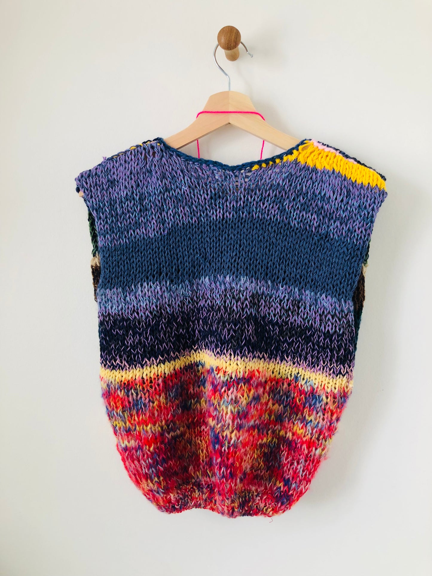 Sweater Hand Knitted Slow Fashion Fancy Yarn Oneofakind Short Mohair 2203