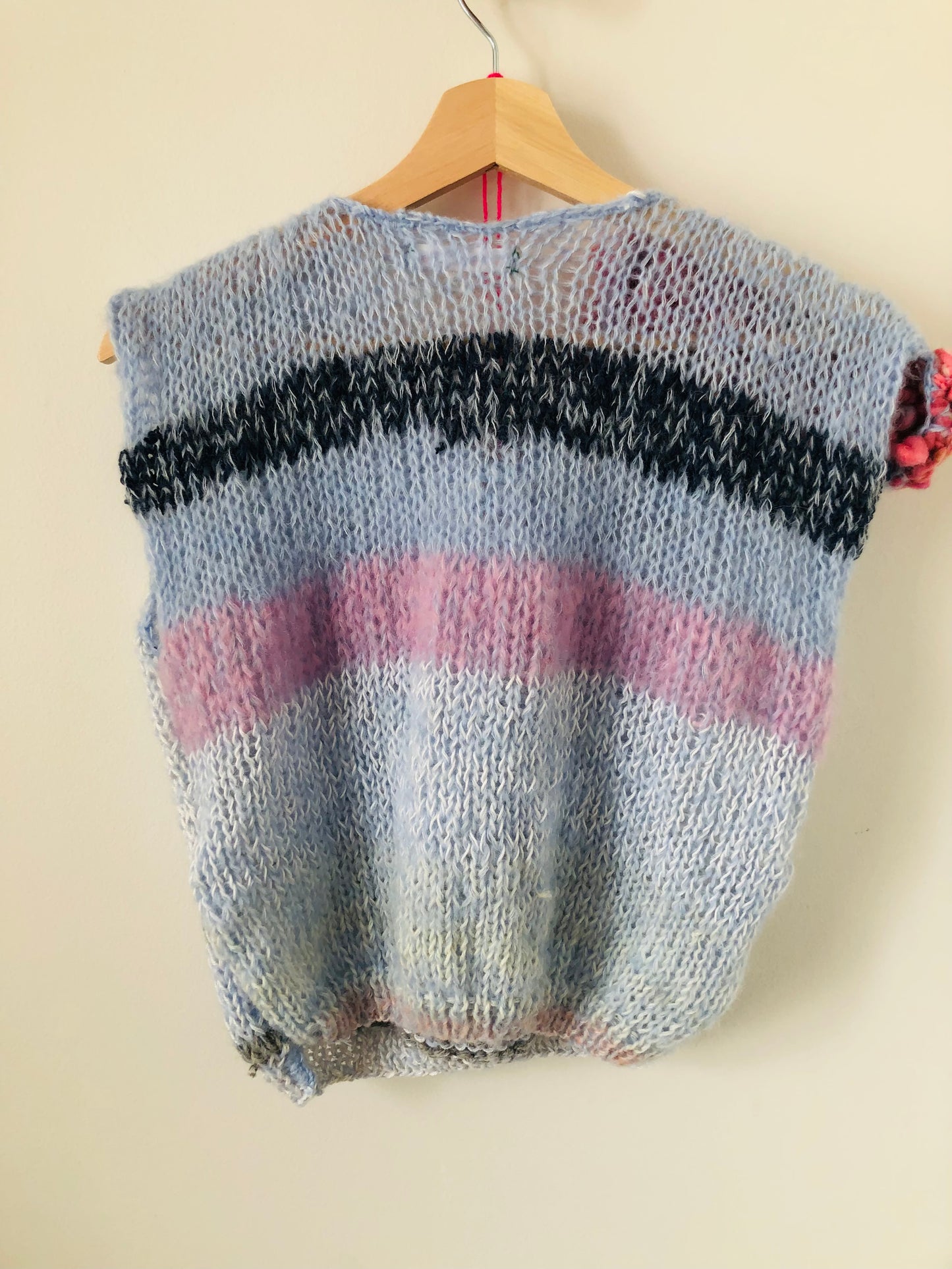 セーター　手編み　スローファッション　ファンシーヤーン　oneofakind  ショート丈　モヘア　2204