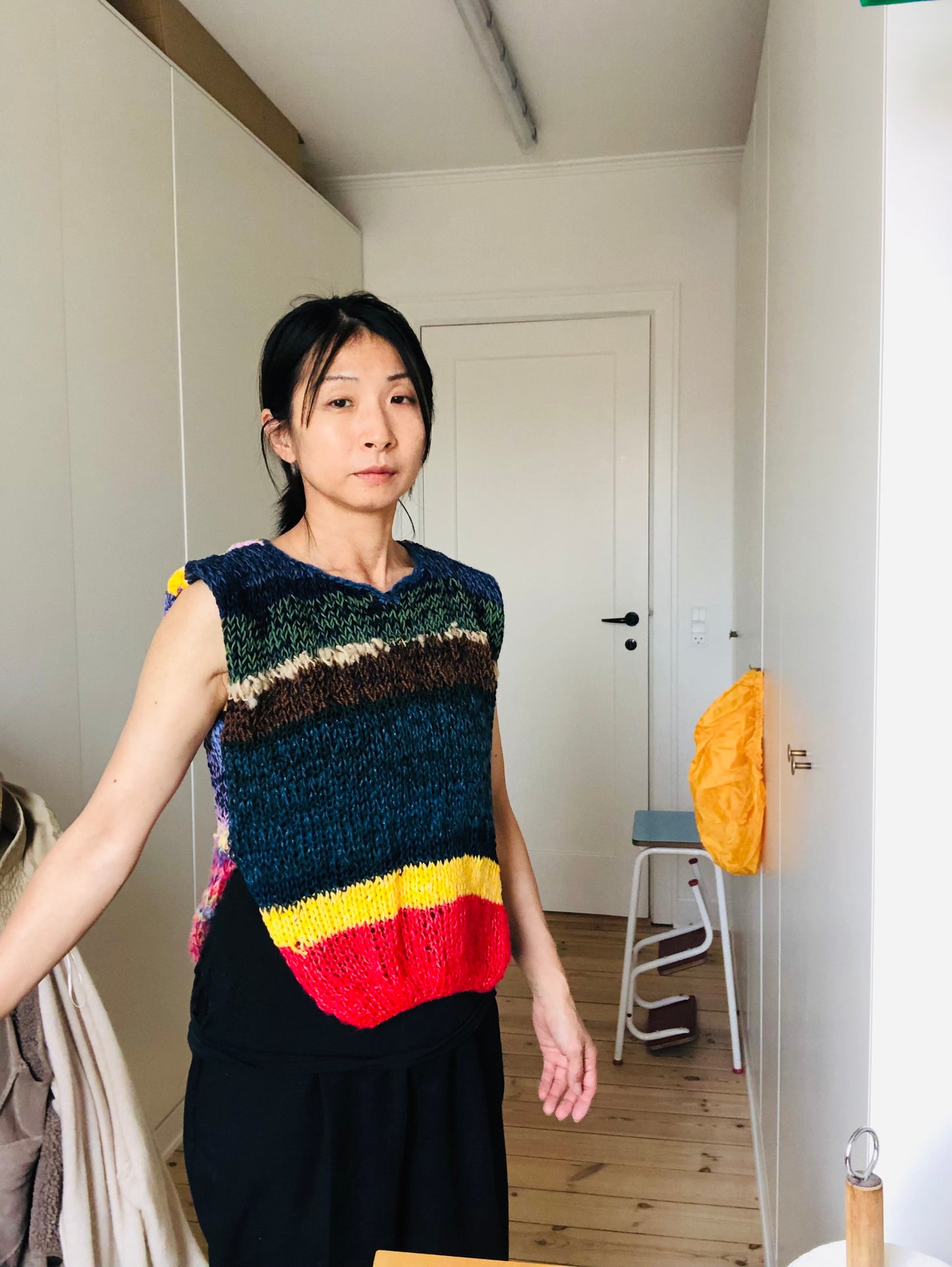 Sweater Hand Knitted Slow Fashion Fancy Yarn Oneofakind Short Mohair 2203