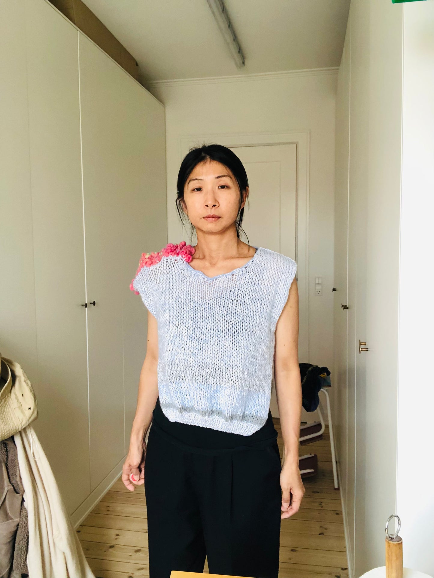 セーター　手編み　スローファッション　ファンシーヤーン　oneofakind  ショート丈　モヘア　2204