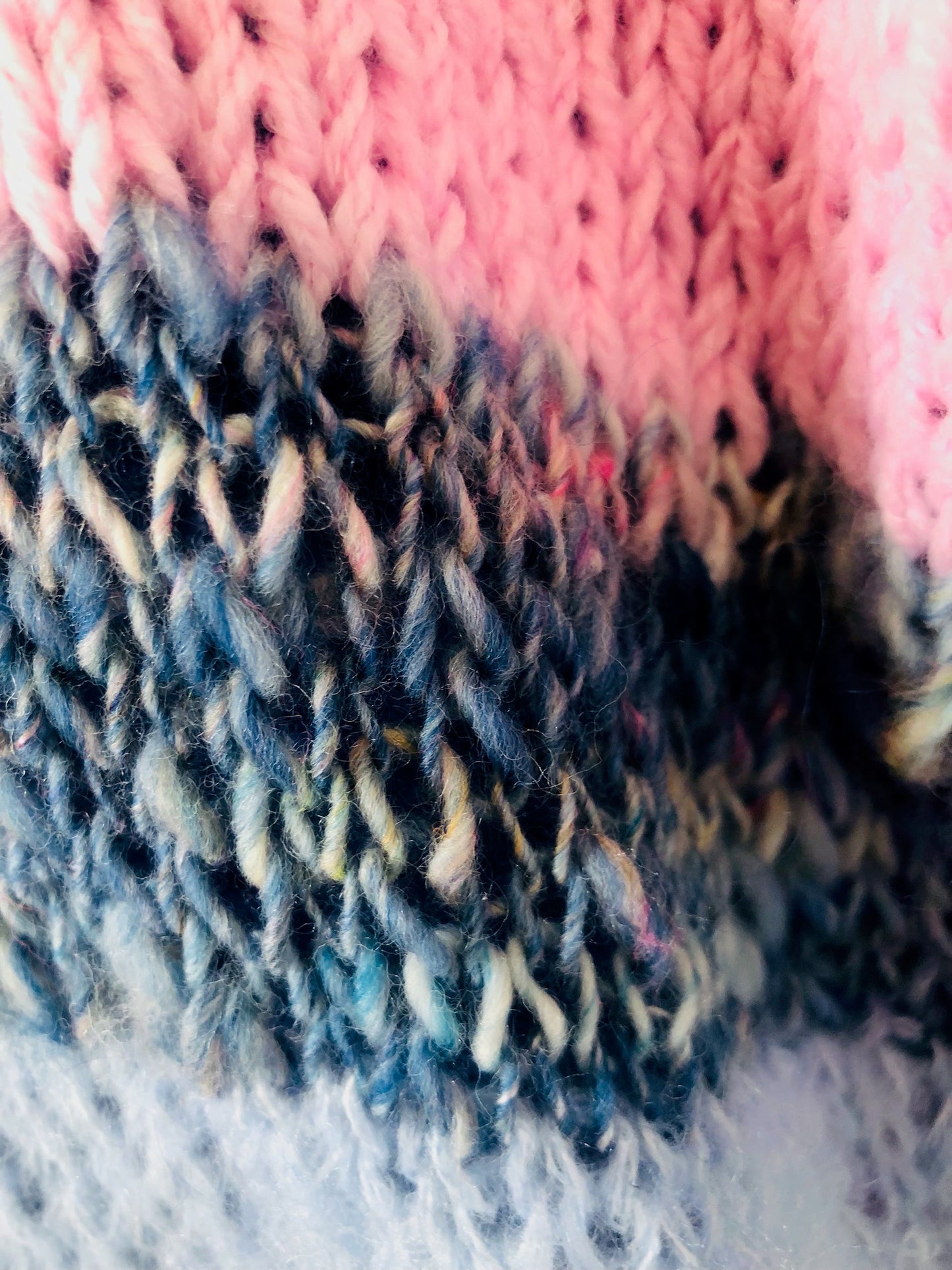 Sweater Hand Knitted Slow Fashion Fancy Yarn Oneofakind Short Mohair 2209