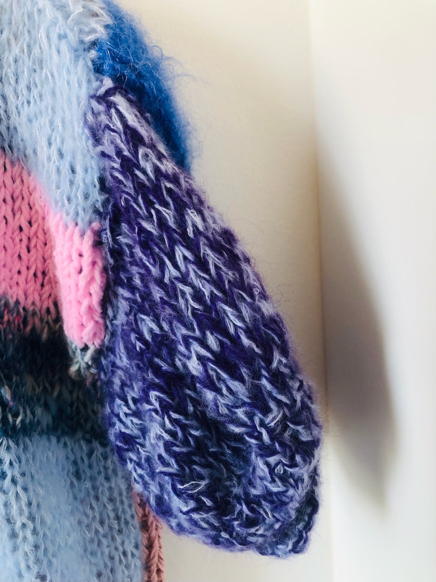 Sweater Hand Knitted Slow Fashion Fancy Yarn Oneofakind Short Mohair 2209