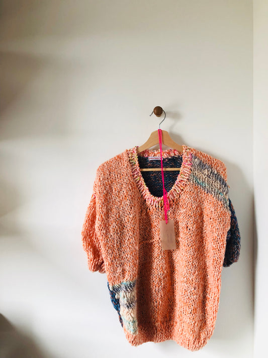 Sweater Hand Knitted Slow Fashion Fancy Yarn Oneofakind Oversized Mohair 2227