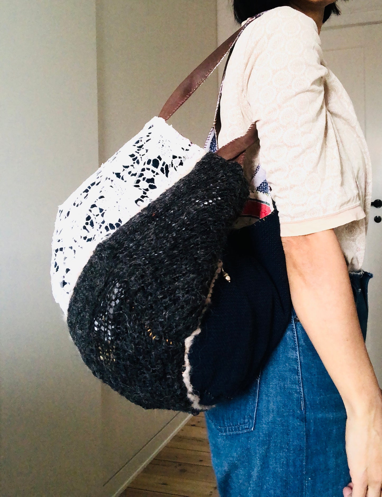 Bag Hand-sewn bag Fabric tote bag Slow fashion Handmade 2217