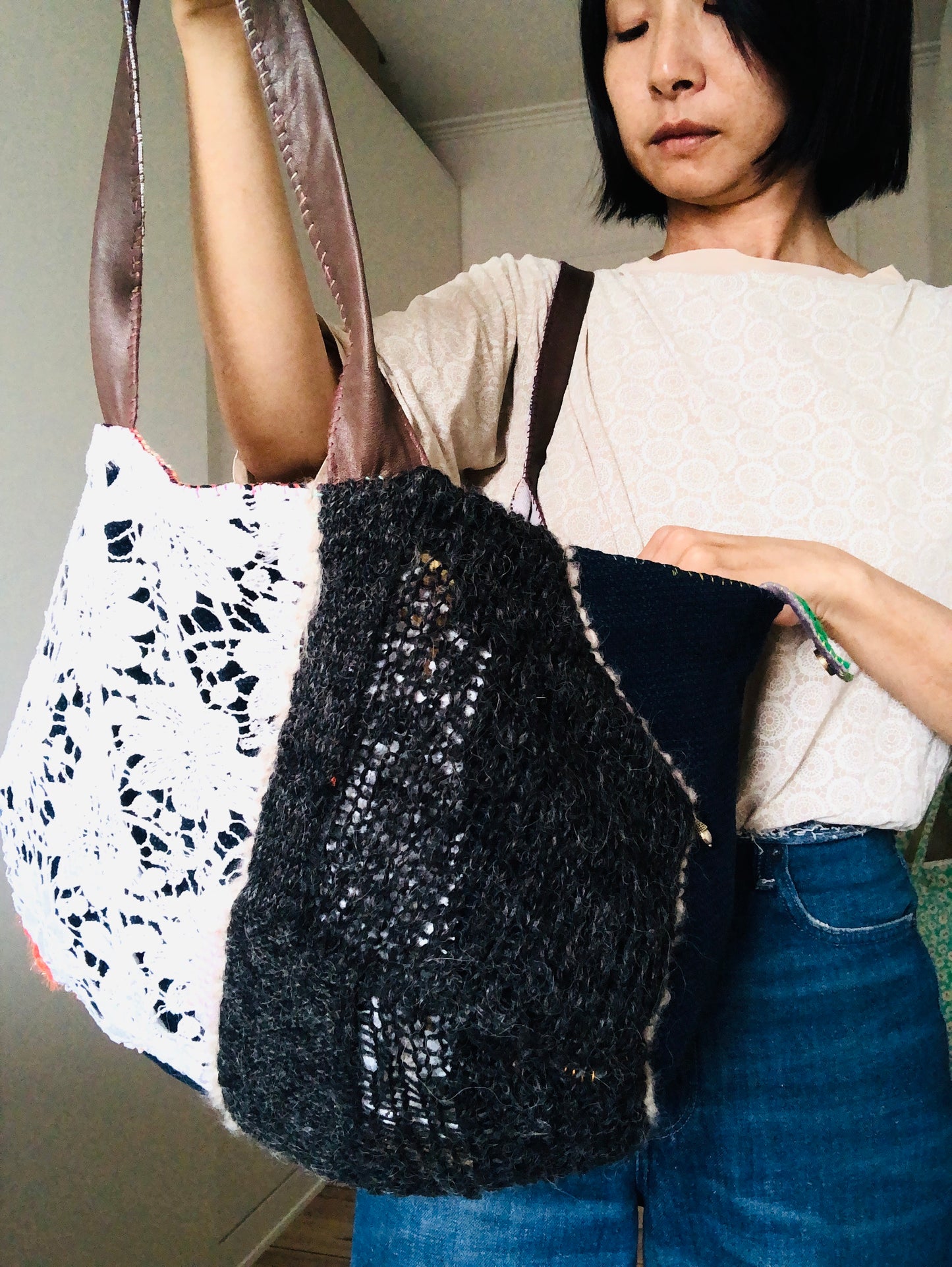 Bag Hand-sewn bag Fabric tote bag Slow fashion Handmade 2217