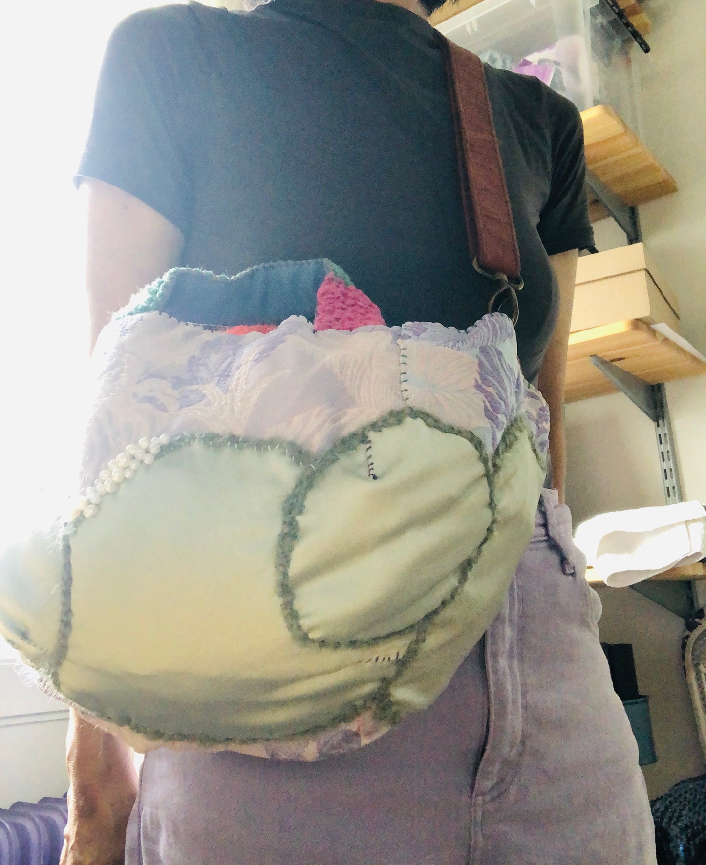 Bag 手縫いのバッグ　布製　トートバッグ　スローファッション　ハンドメイド　2238