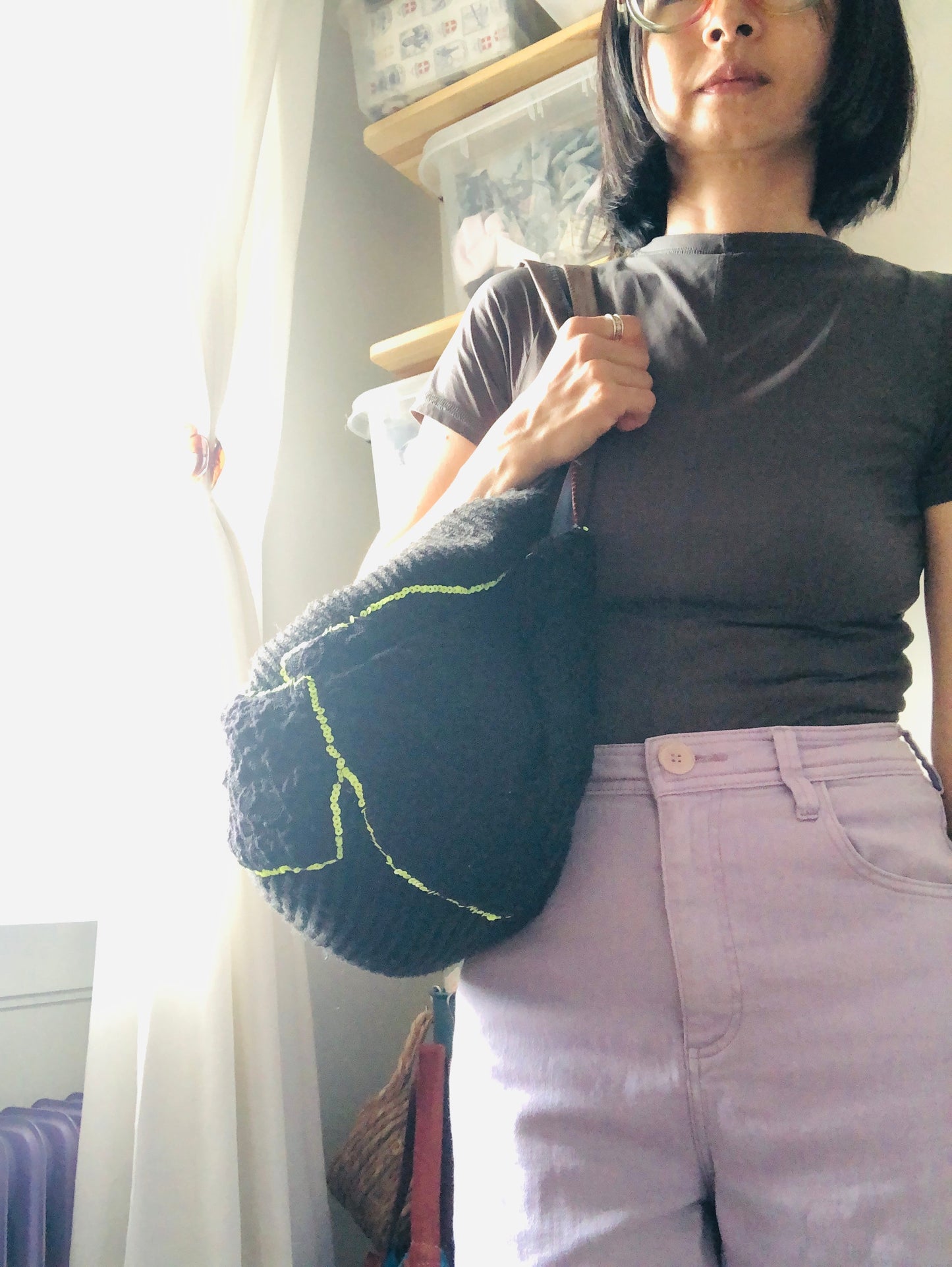 Bag 手縫いのバッグ　布製　トートバッグ　スローファッション　ハンドメイド　2237