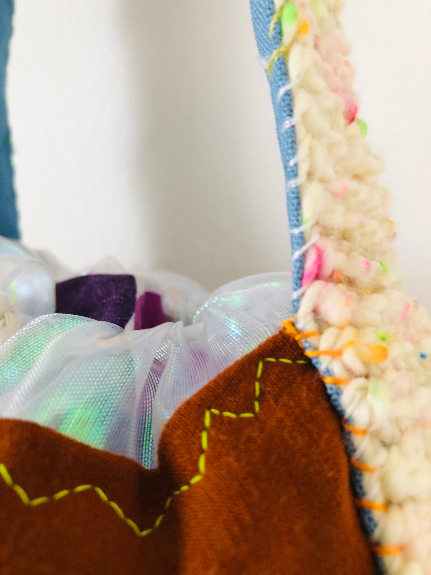 Bag Hand-sewn bag Fabric Drawstring One-handle Tote bag Slow fashion Handmade 2249